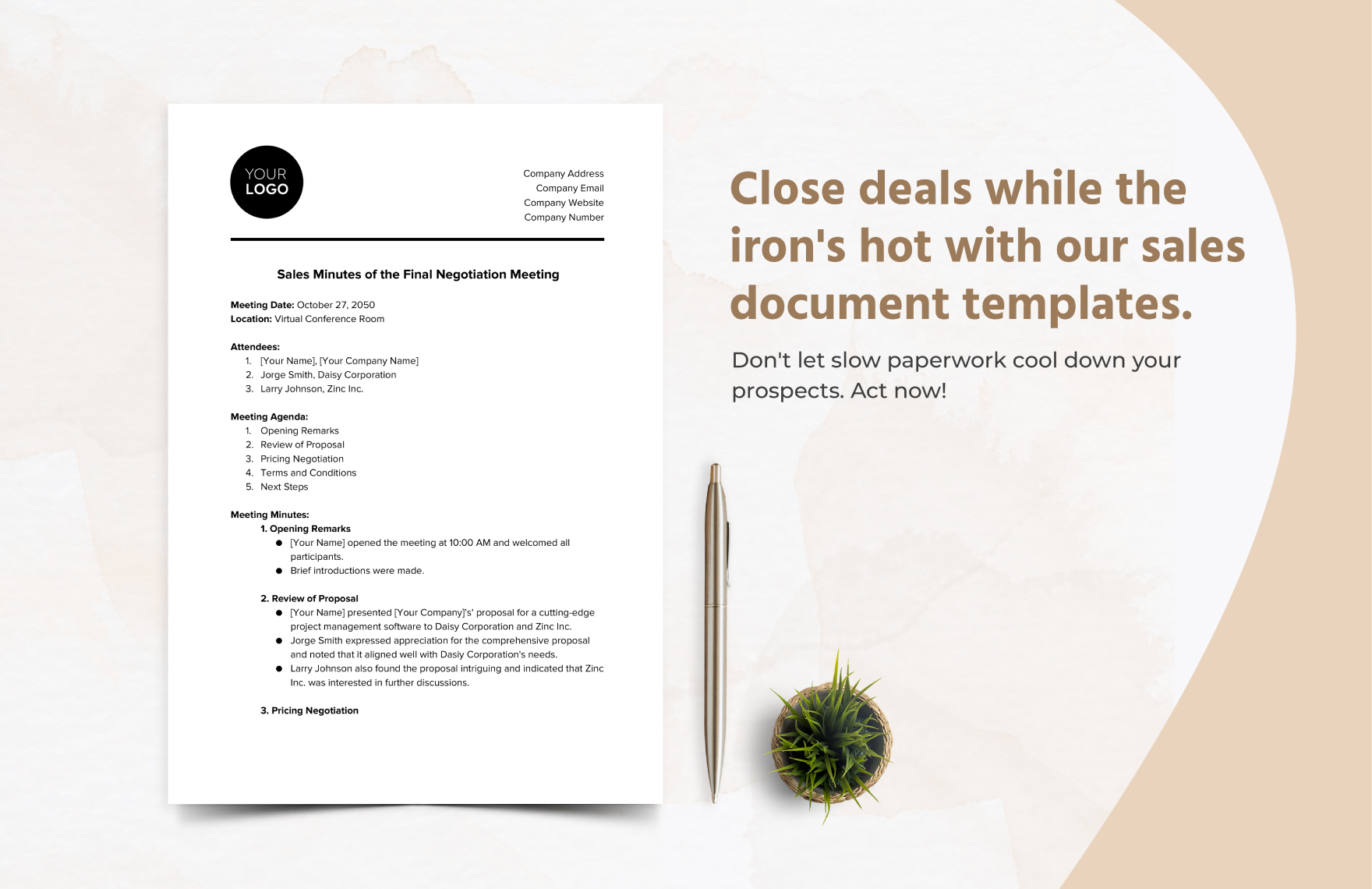 Sales Minute of Final Negotiation Meeting Template