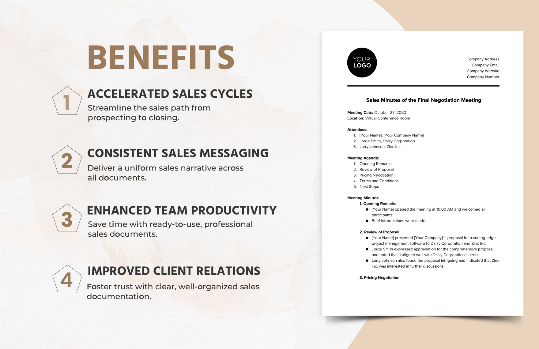 Sales Minute of Final Negotiation Meeting Template