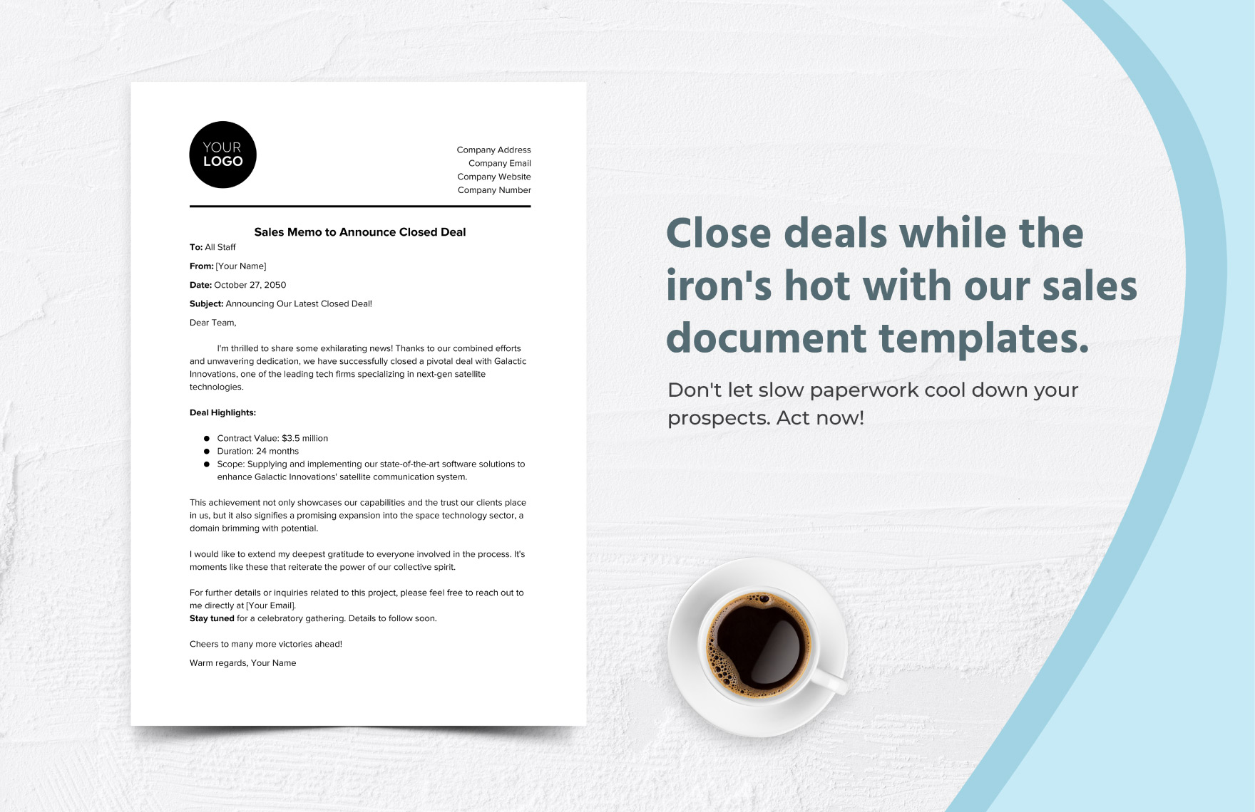 Sales Memo to Announce Closed Deal Template