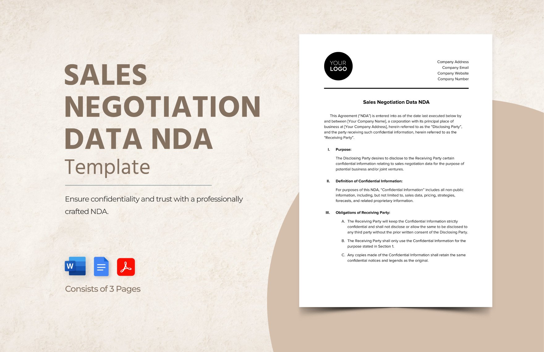 Sales Negotiation Data NDA Template in Word, Google Docs, PDF