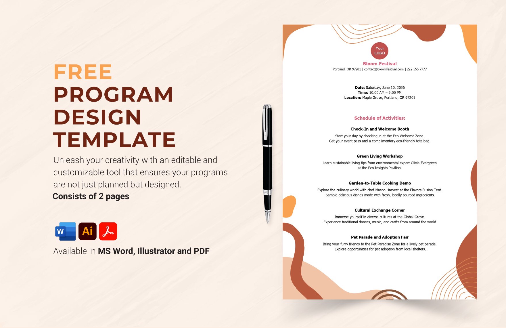 Free Program Design Template in Word, PDF, Illustrator, InDesign