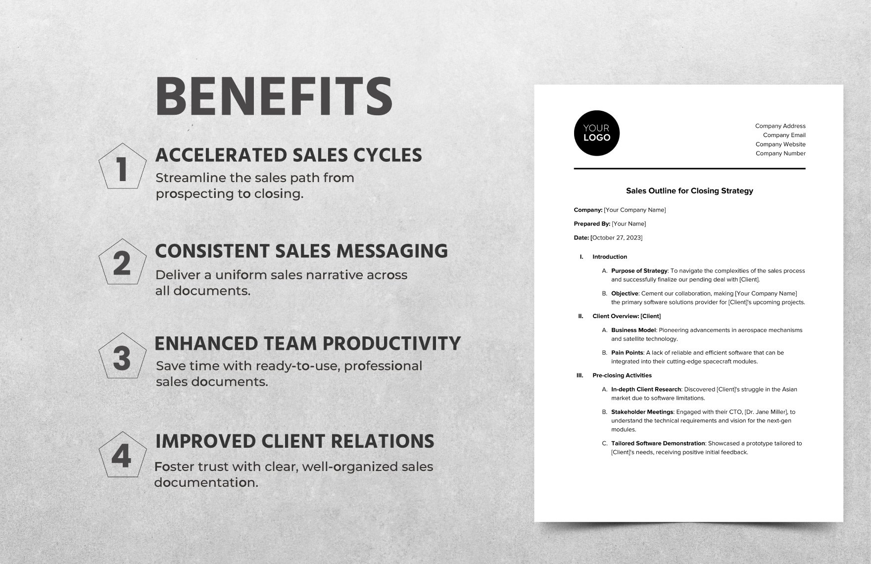 Sales Outline for Closing Strategy Template