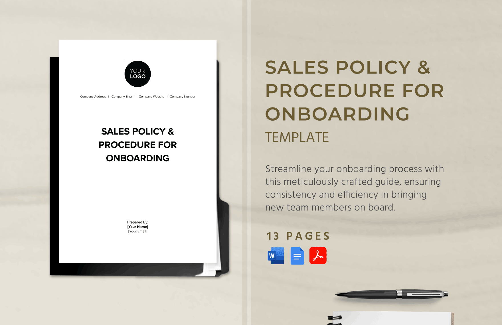 Sales Policy & Procedure for Onboarding Template in Word, Google Docs, PDF
