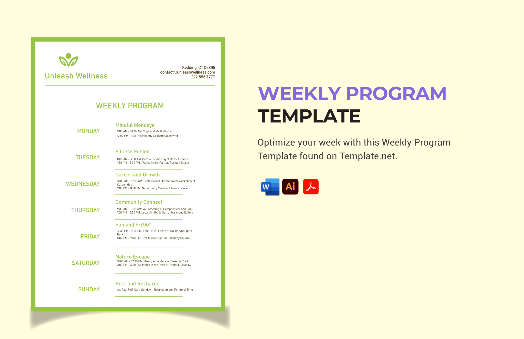 Weekly Program Template