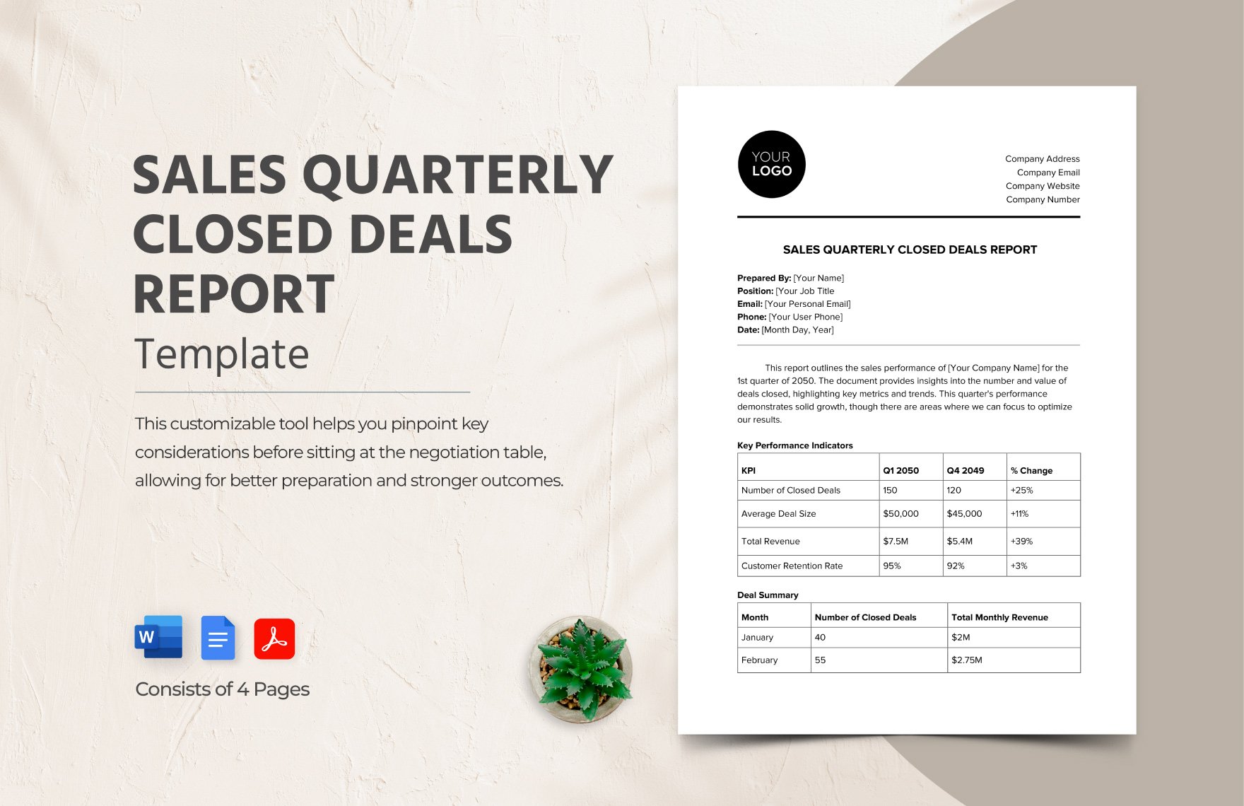Sales Quarterly Closed Deals Report Template