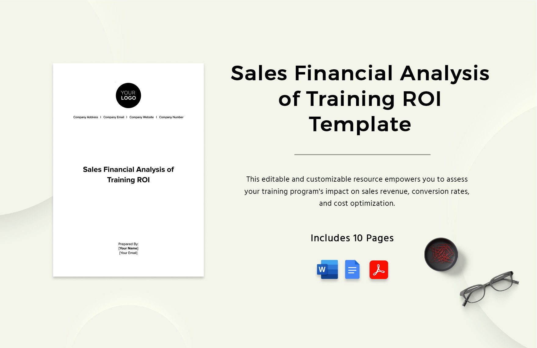 Sales Financial Analysis of Training ROI Template