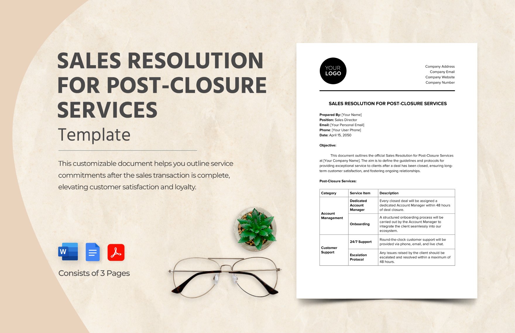 Sales Resolution for Post-Closure Services Template in Word, Google Docs, PDF