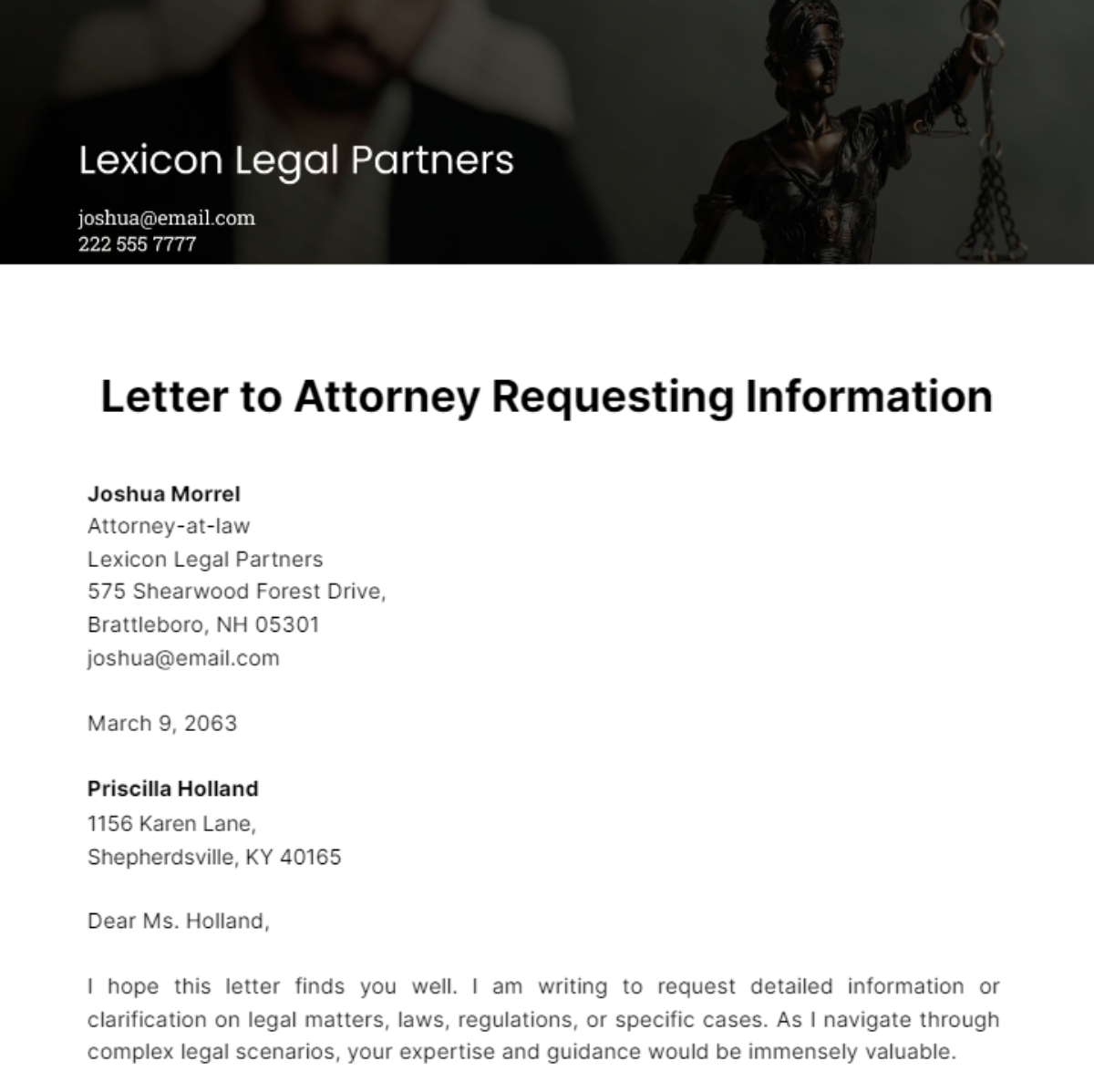 Letter to Attorney Requesting Information Template