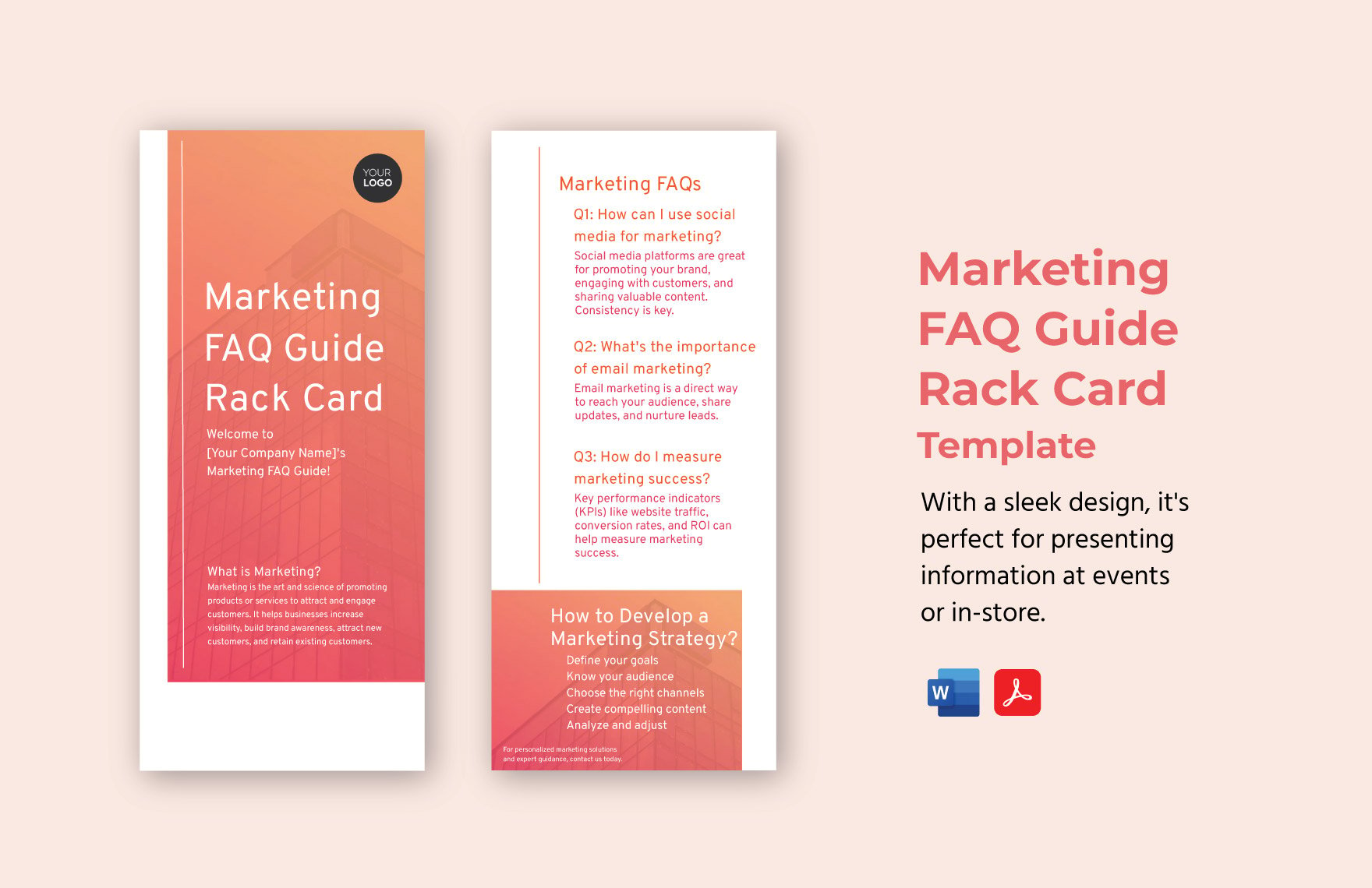 Marketing FAQ Guide Rack Card Template in Word, PDF