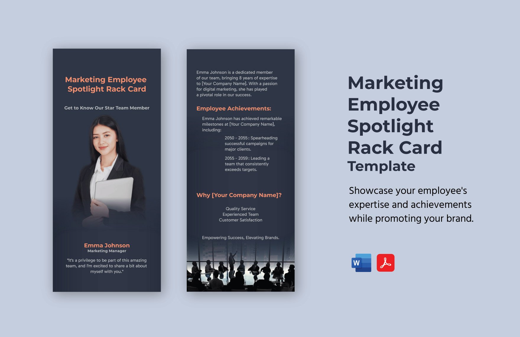 Marketing Employee Spotlight Rack Card Template in Word, PDF