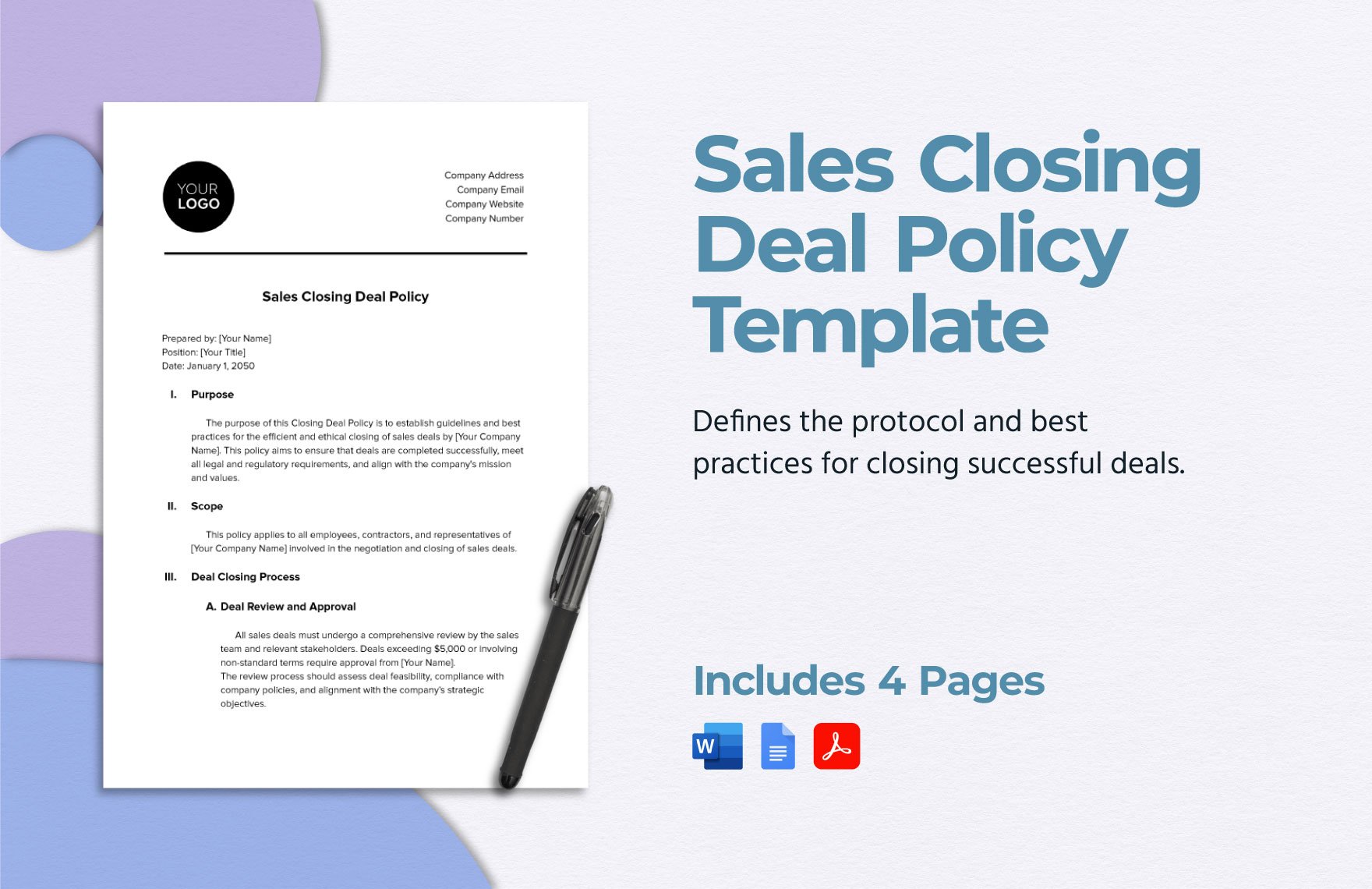 Sales Closing Deal Policy Template