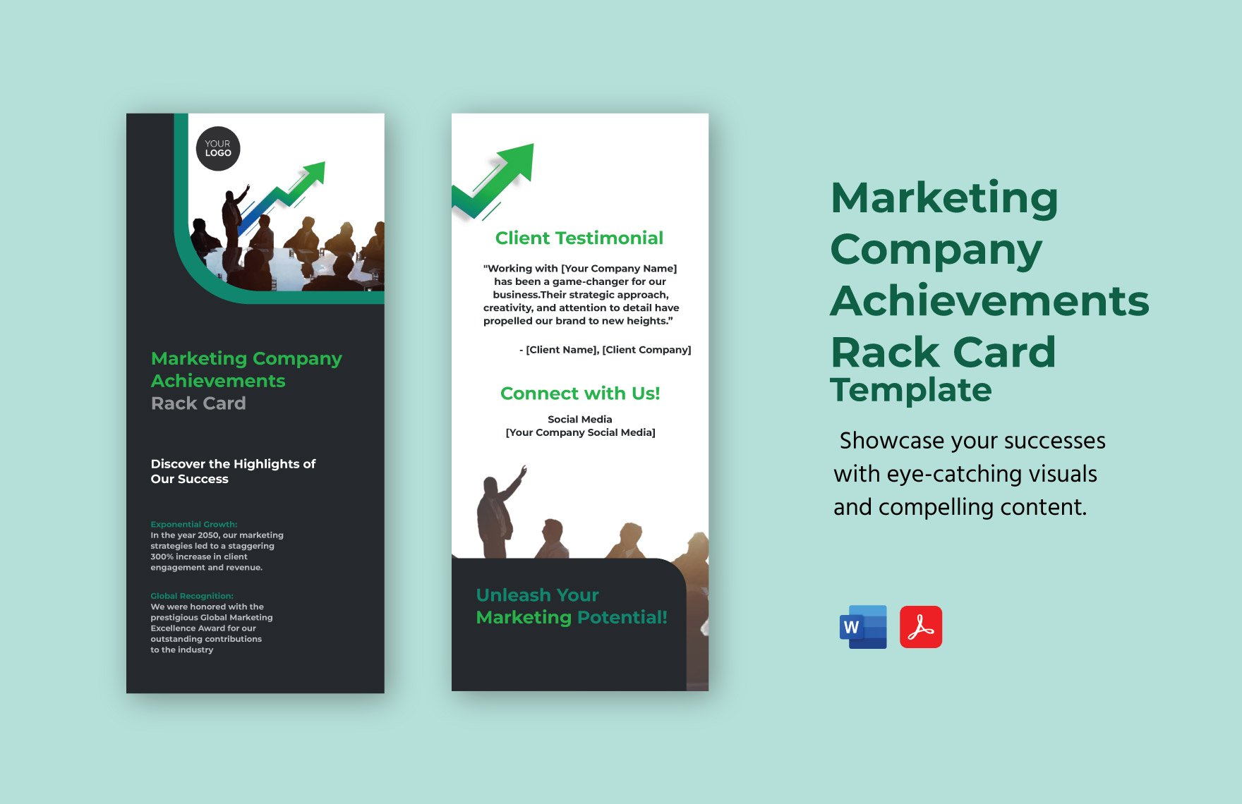 Marketing Company Achievements Rack Card Template in Word, PDF