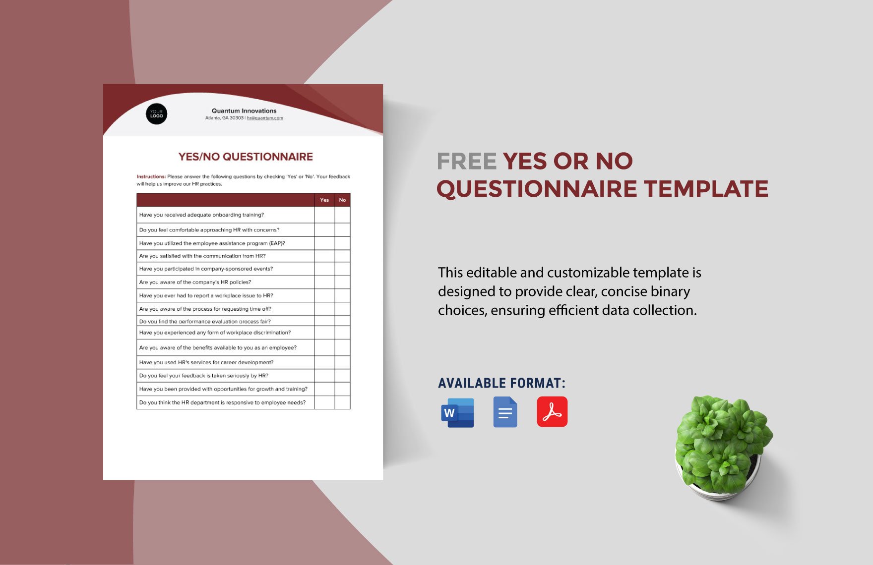 Free Yes or No Questionnaire Template