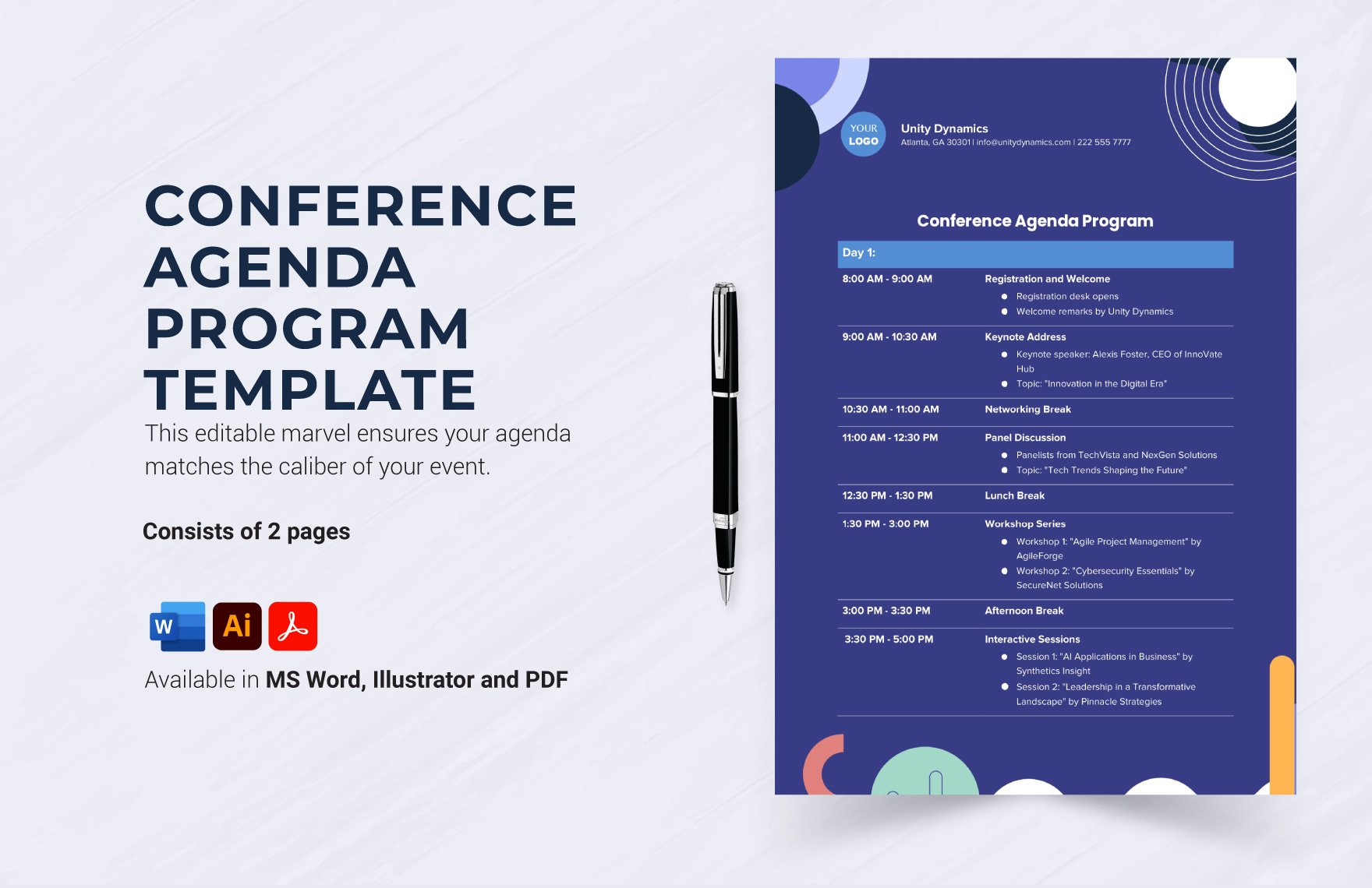 Conference Agenda Program Template in Word, PDF, Illustrator