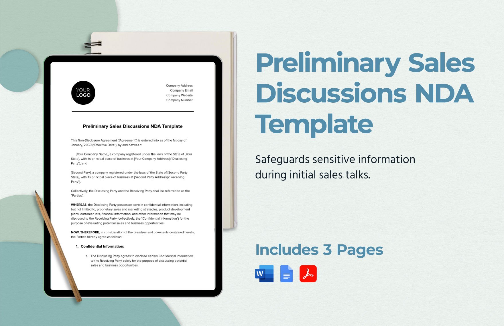 Preliminary Sales Discussions NDA Template in Word, Google Docs, PDF