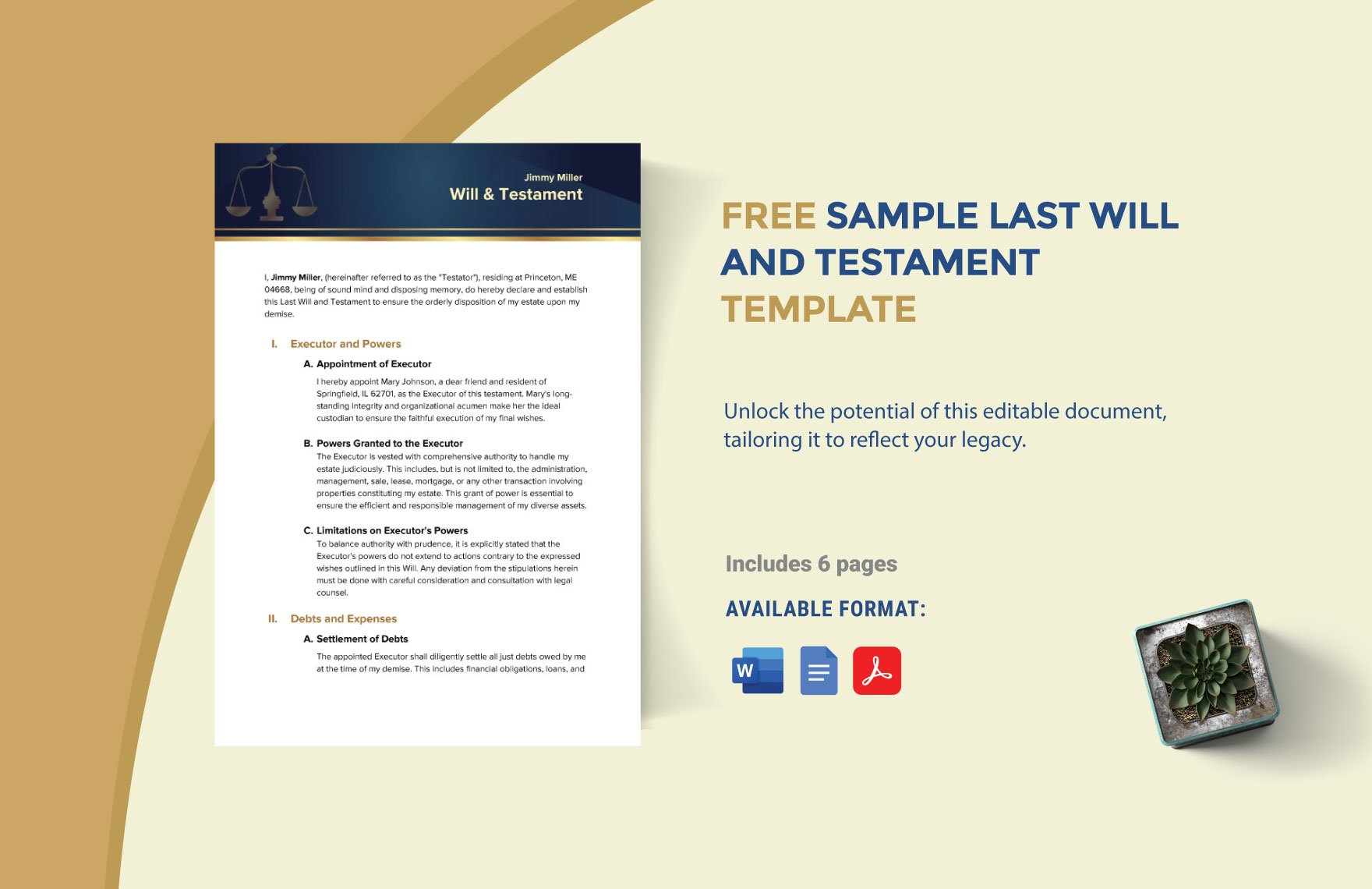 Sample Last Will and Testament Template