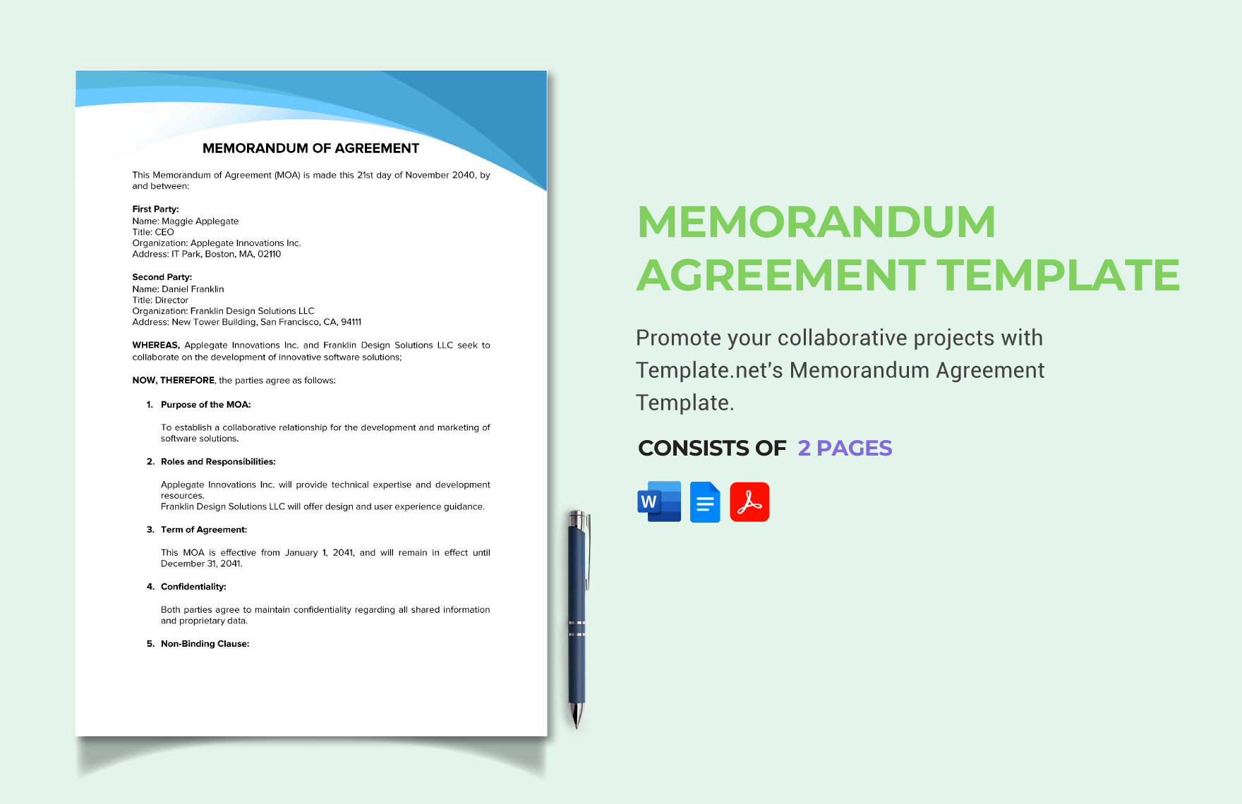 Memorandum Agreement Template