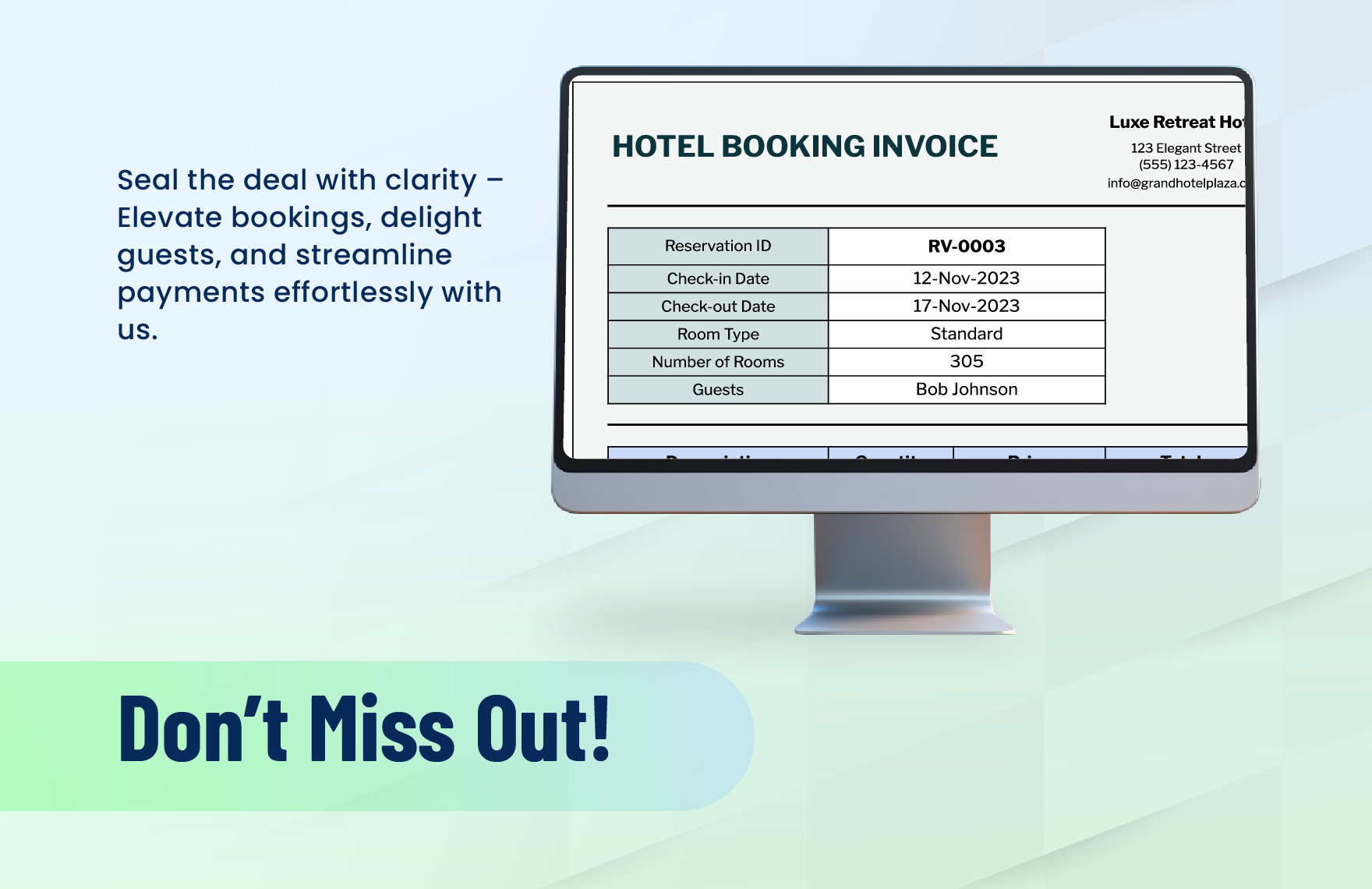 Hotel Booking Invoice Template