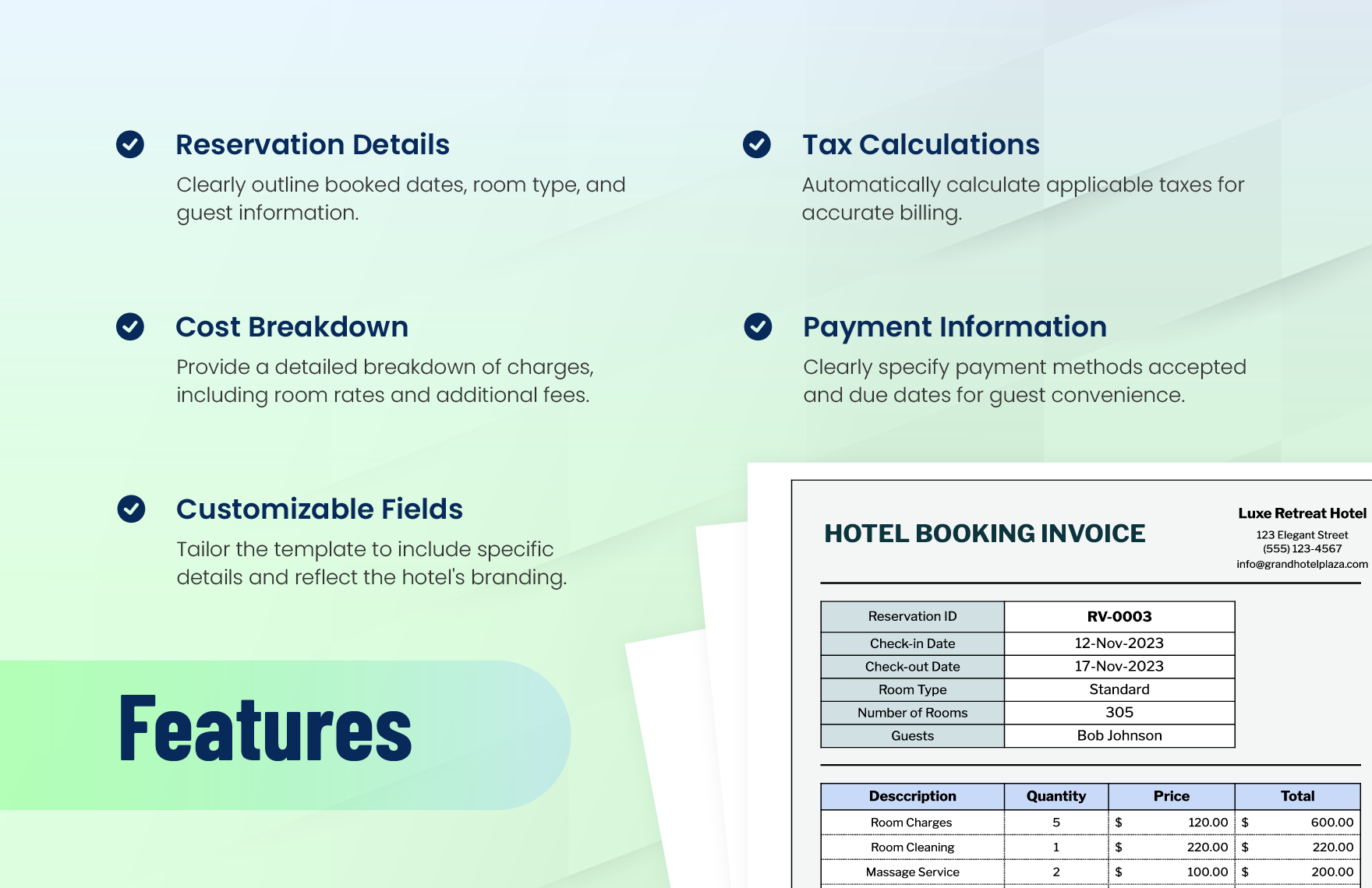 Hotel Booking Invoice Template