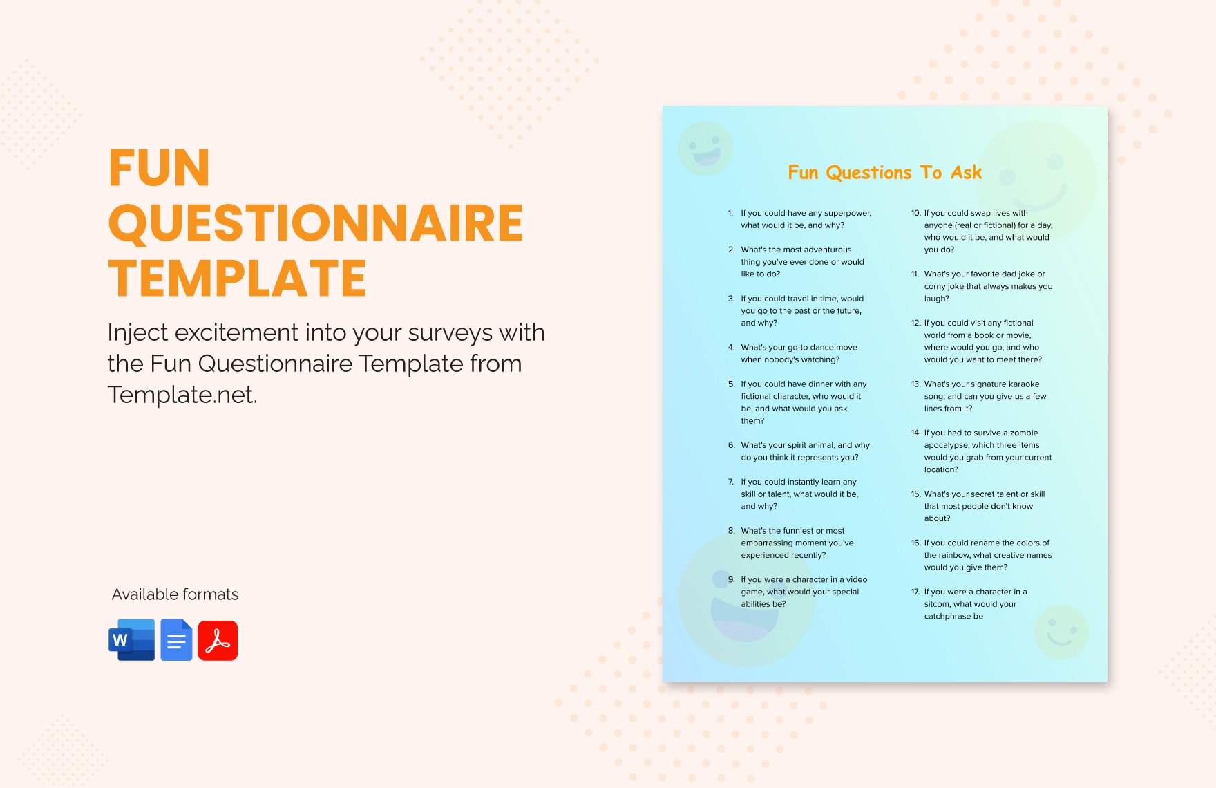 Free Fun Questionnaire Template in Word, Google Docs, PDF