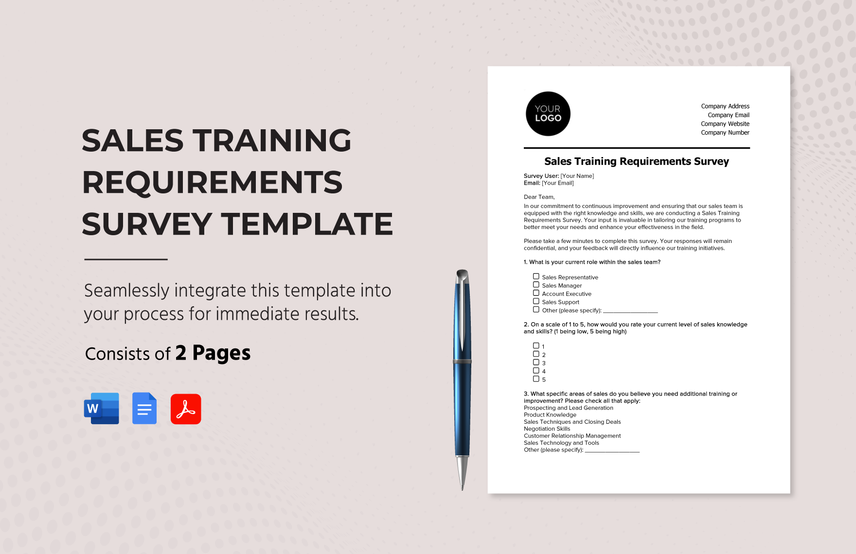Sales Training Requirements Survey Template
