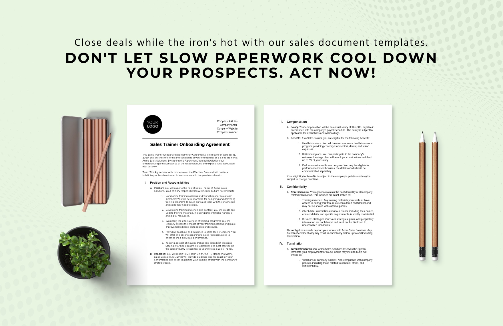 Sales Trainer Onboarding Agreement Template