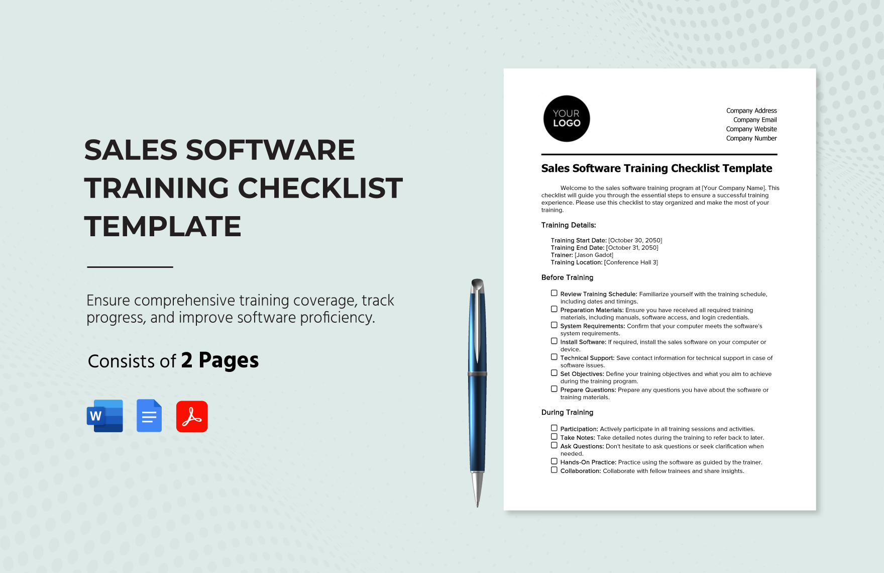Sales Software Training Checklist Template