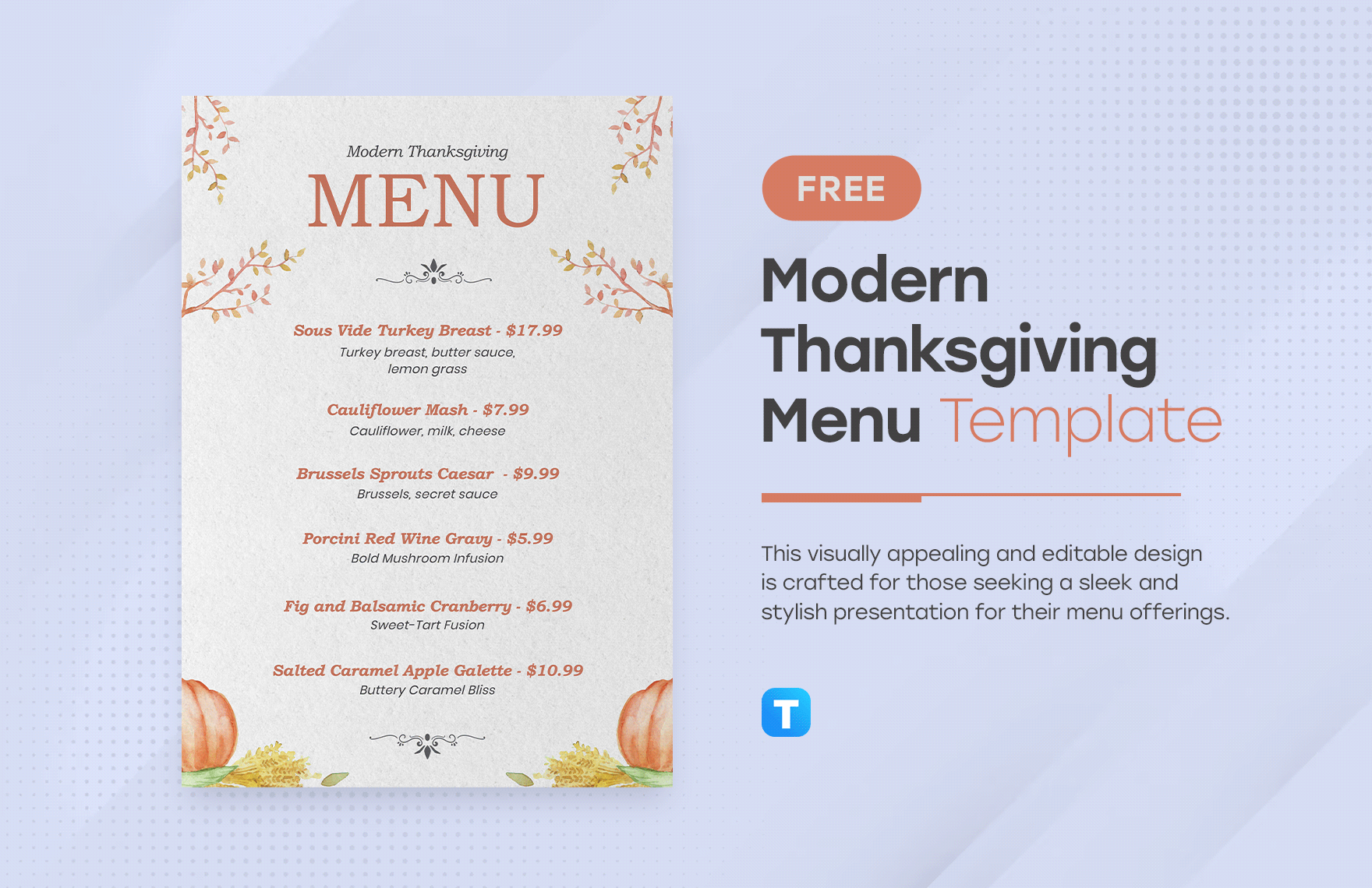 Simple Thanksgiving Menu Template - Edit Online & Download Example ...