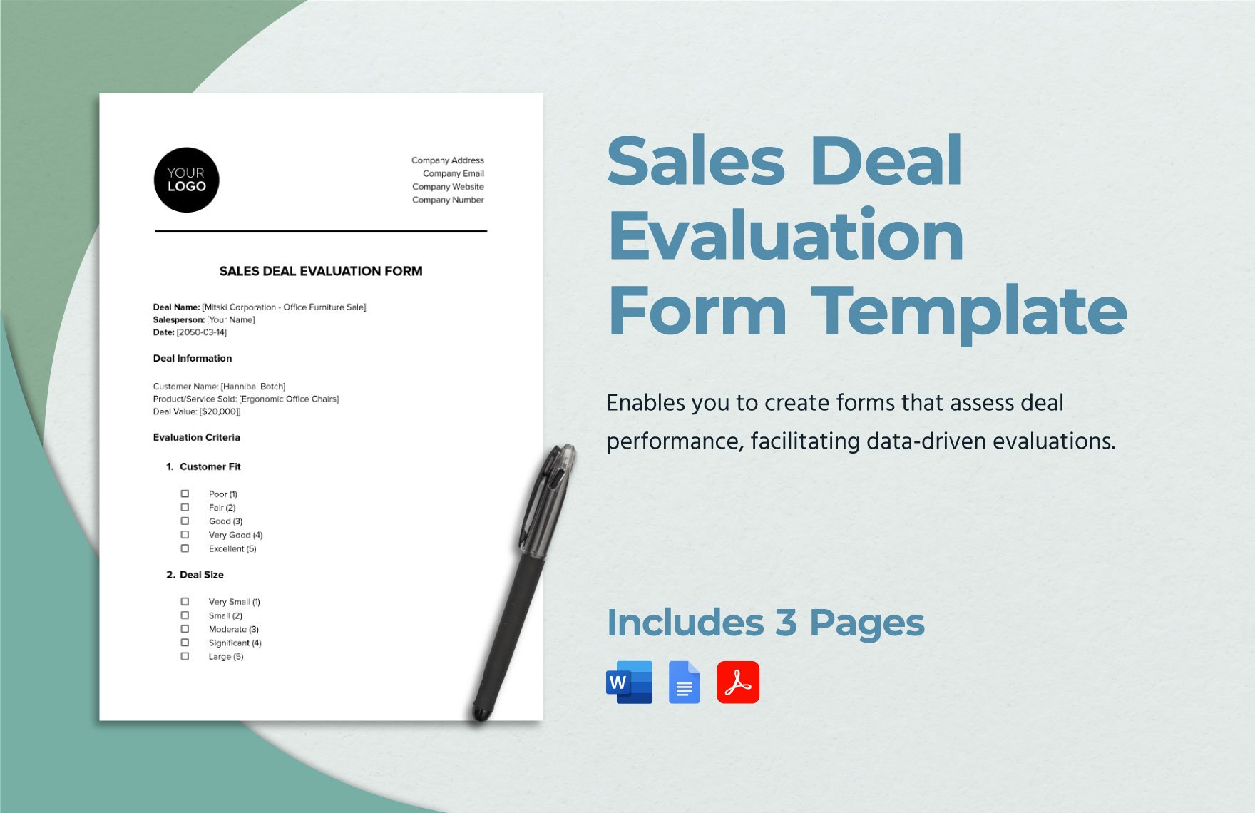 Sales Deal Evaluation Form Template in Word, Google Docs, PDF