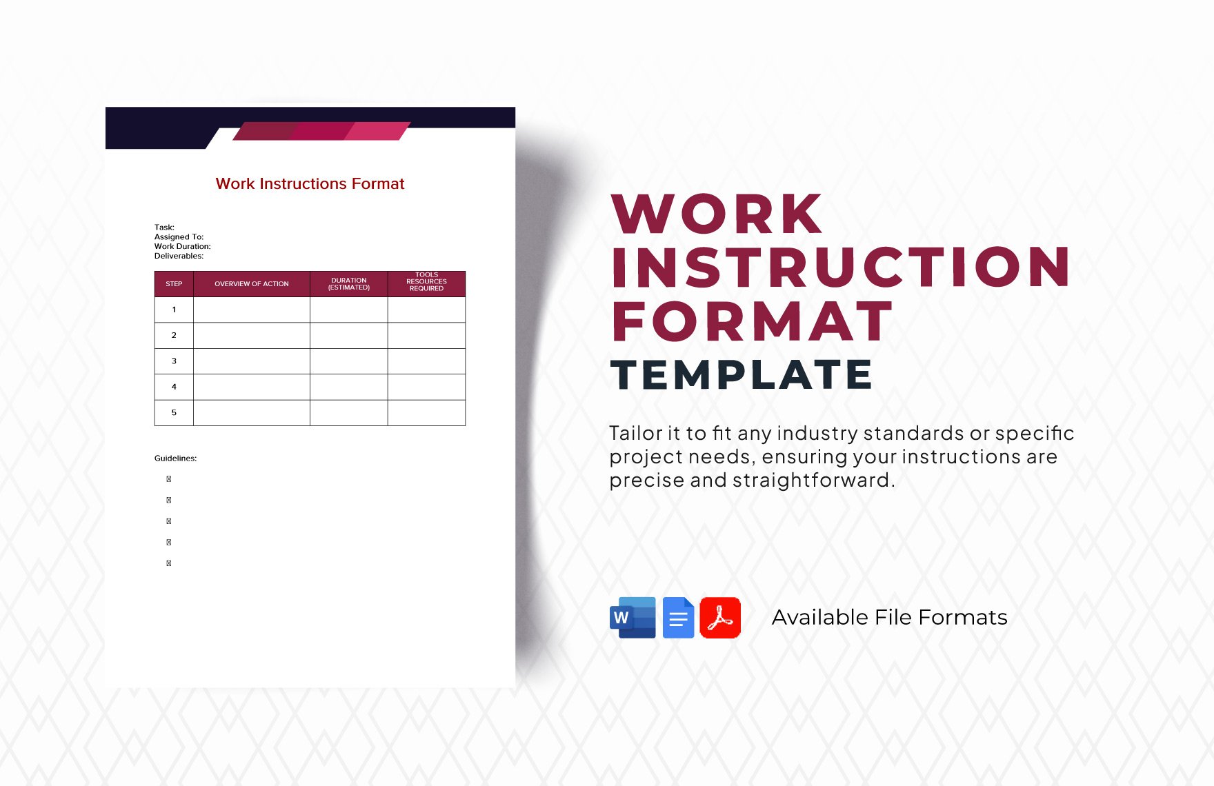 Free Work Instruction Format Template in Word, Google Docs, PDF