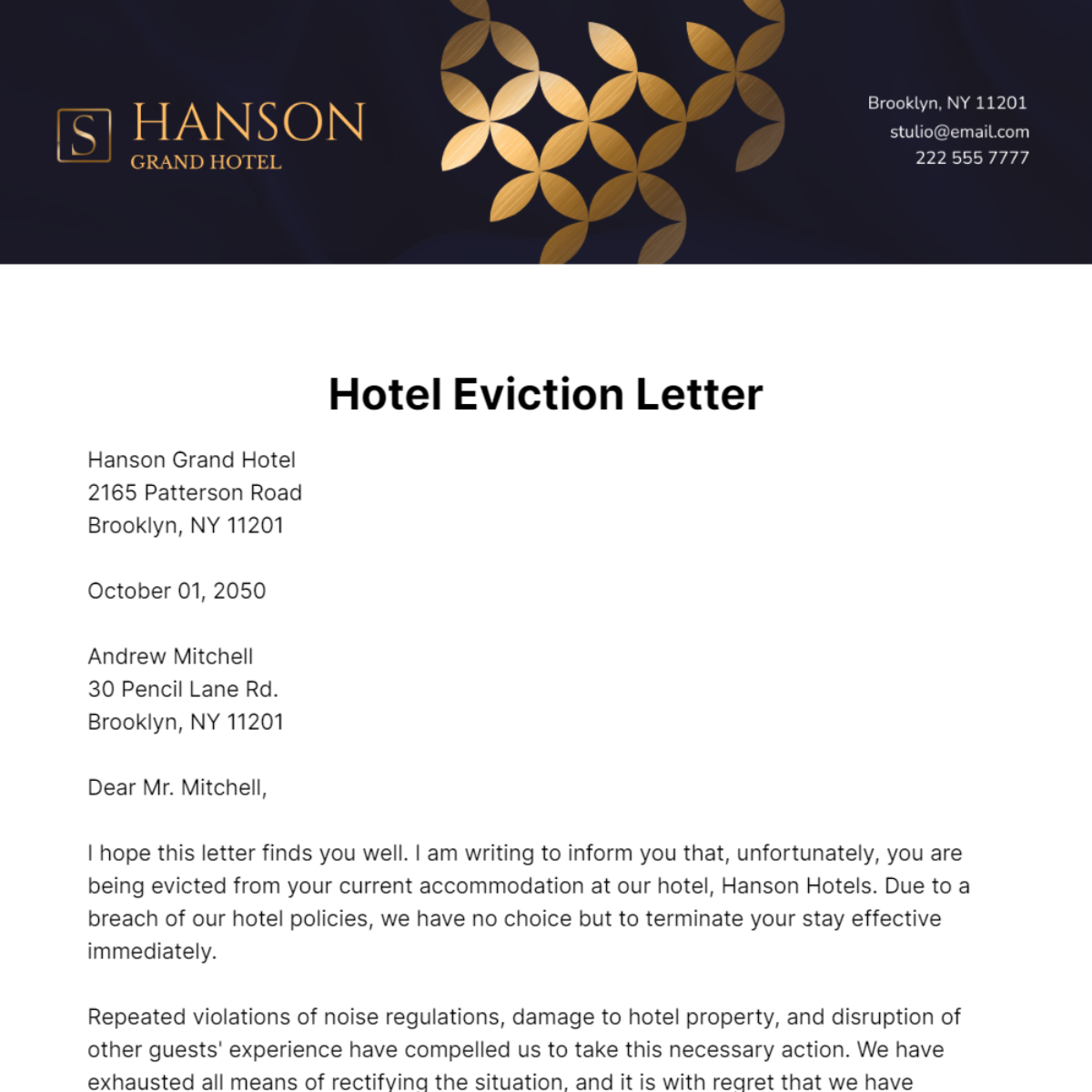 Free Eviction Letter Templates Editable And Printable