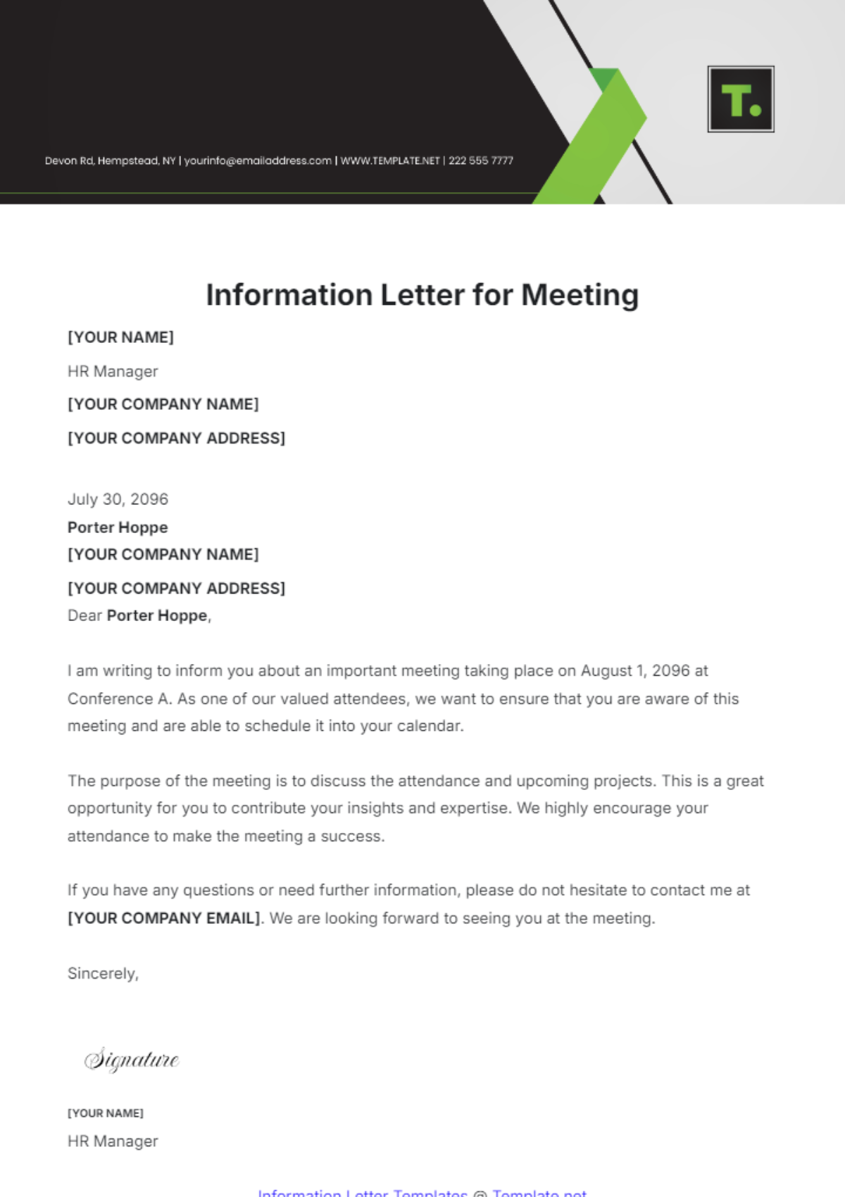 Information Letter for Meeting Template - Edit Online & Download