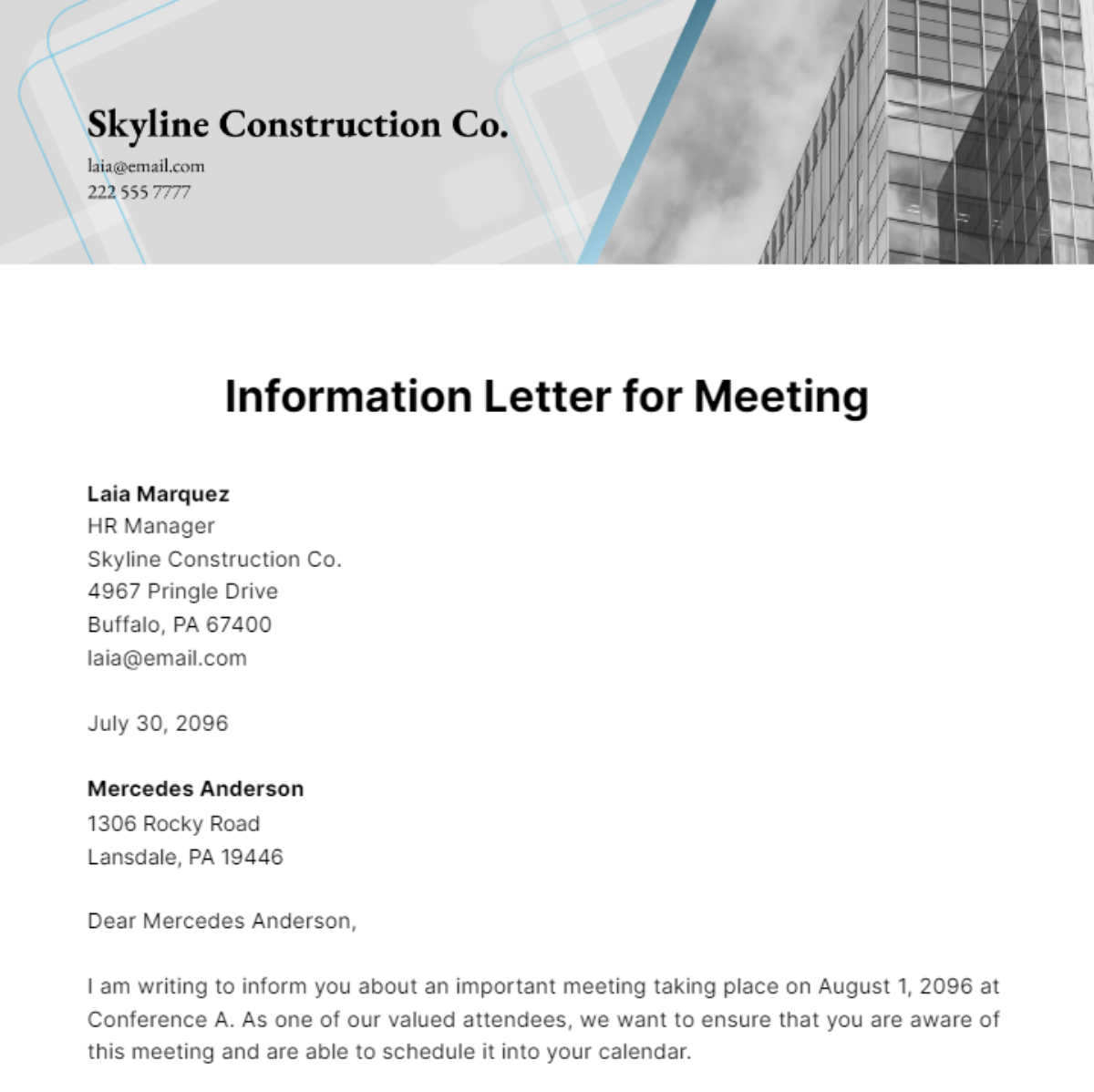 Information Letter for Meeting Template