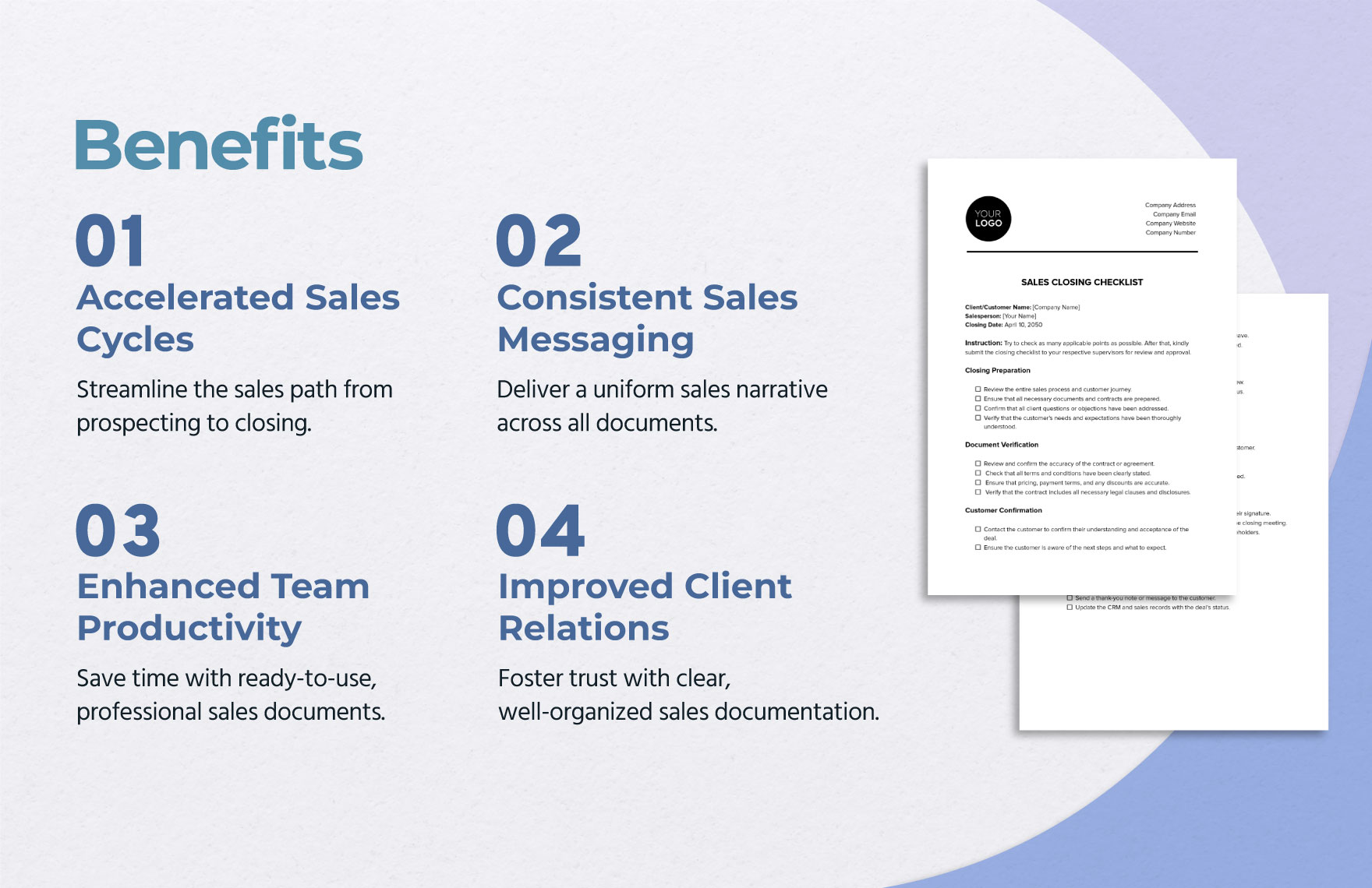 Sales Closing Checklist Template