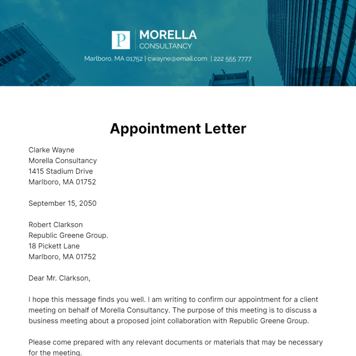 Appointment Letter   Template