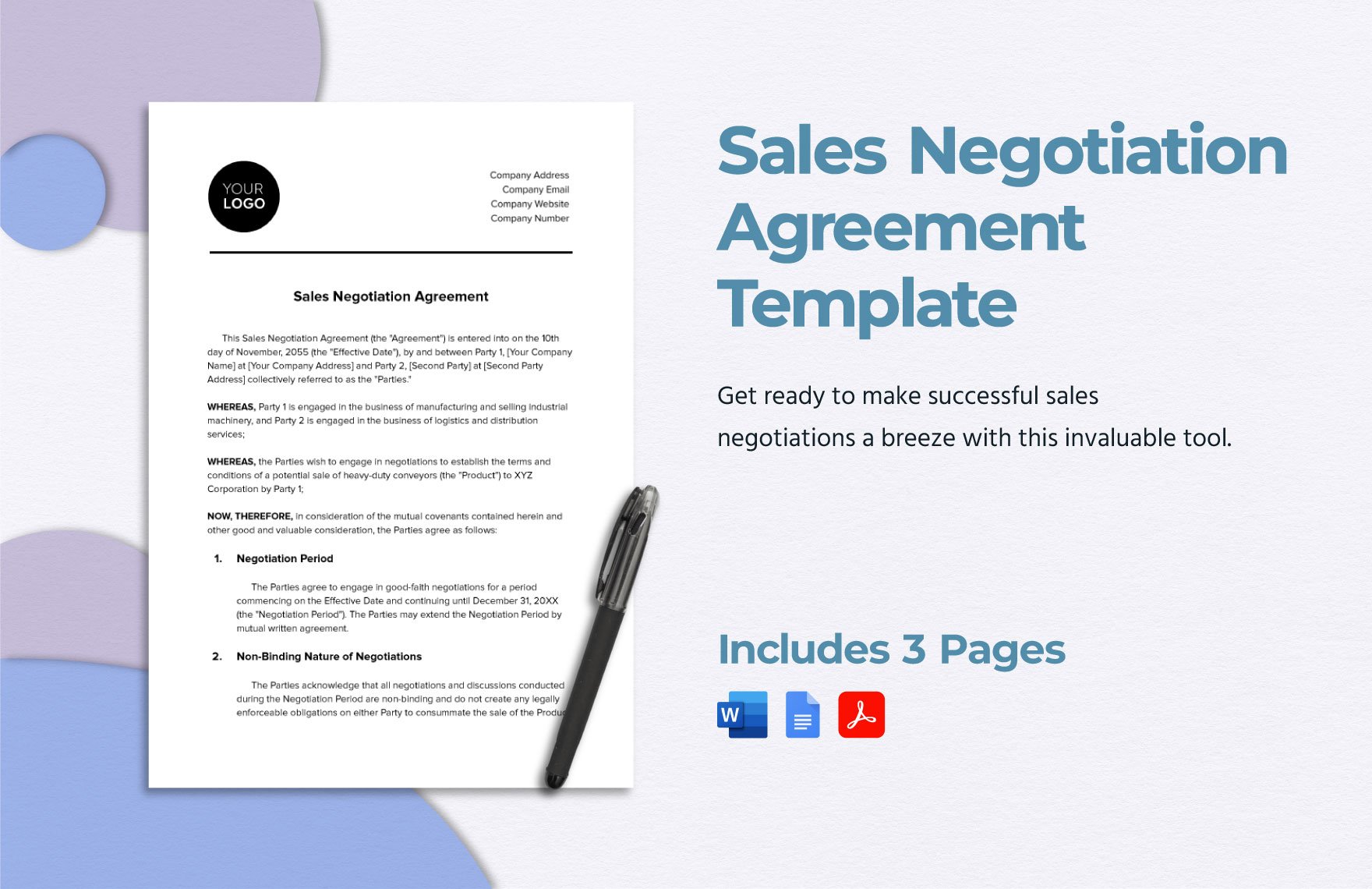 Sales Negotiation Agreement Template