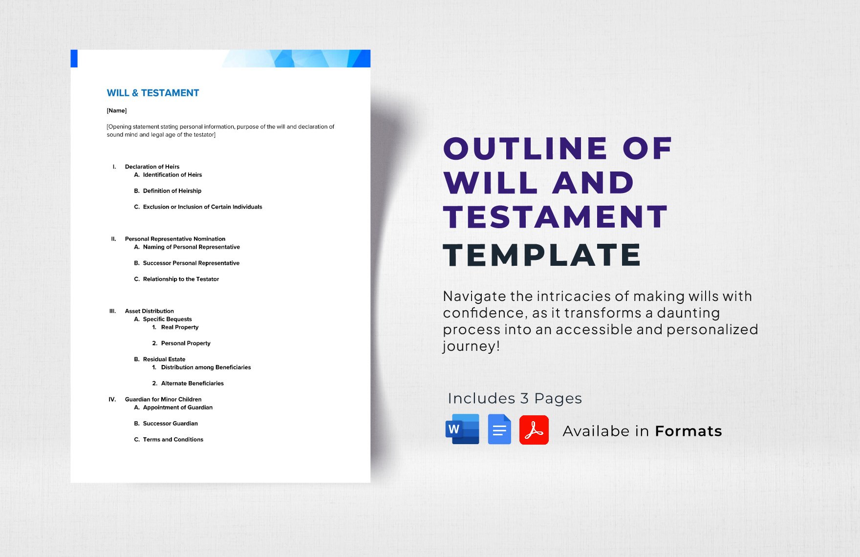Outline of Will and Testament Template