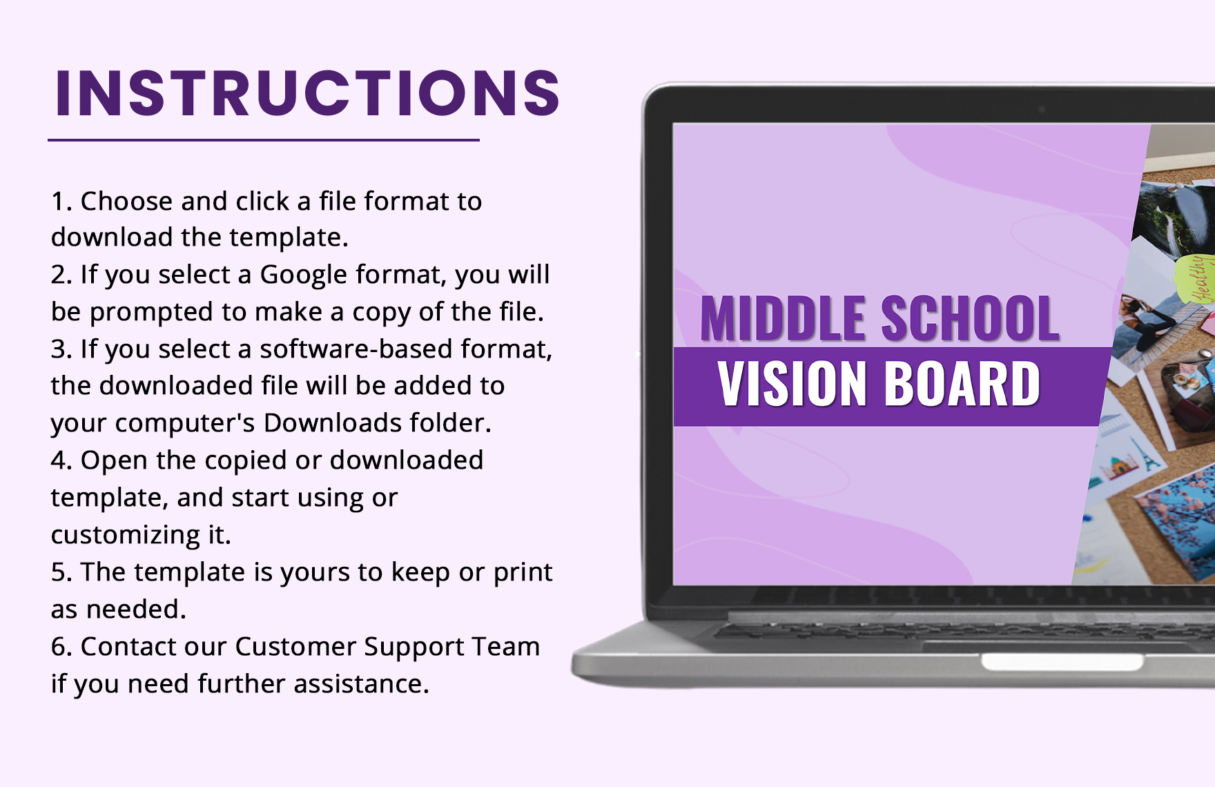 Middle School Vision Board Template