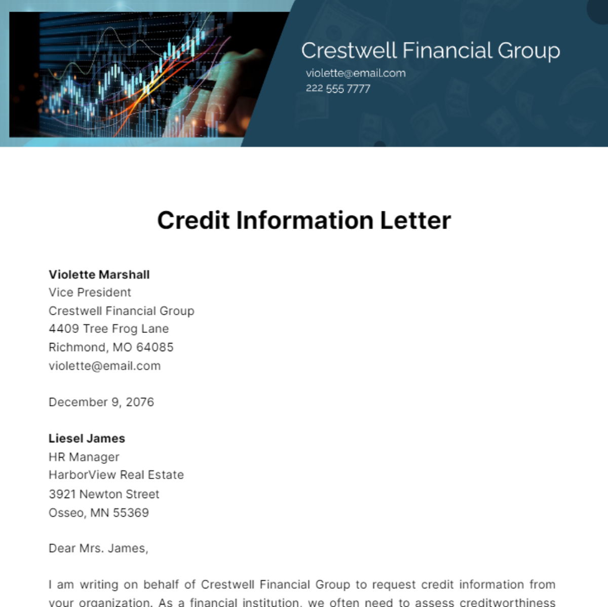 Credit Information Letter Template