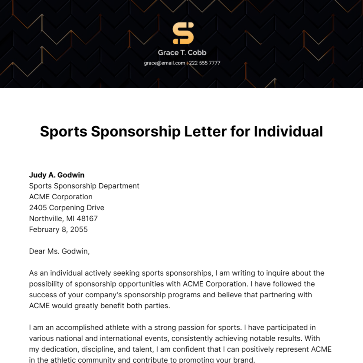 FREE Sports Sponsorship Letter Templates & Examples - Edit Online ...