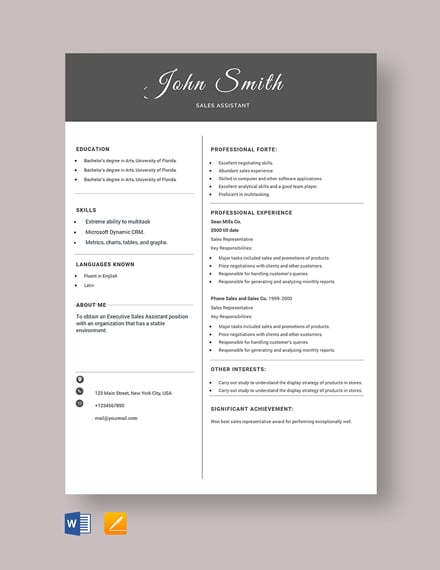 free sales resume templates microsoft word