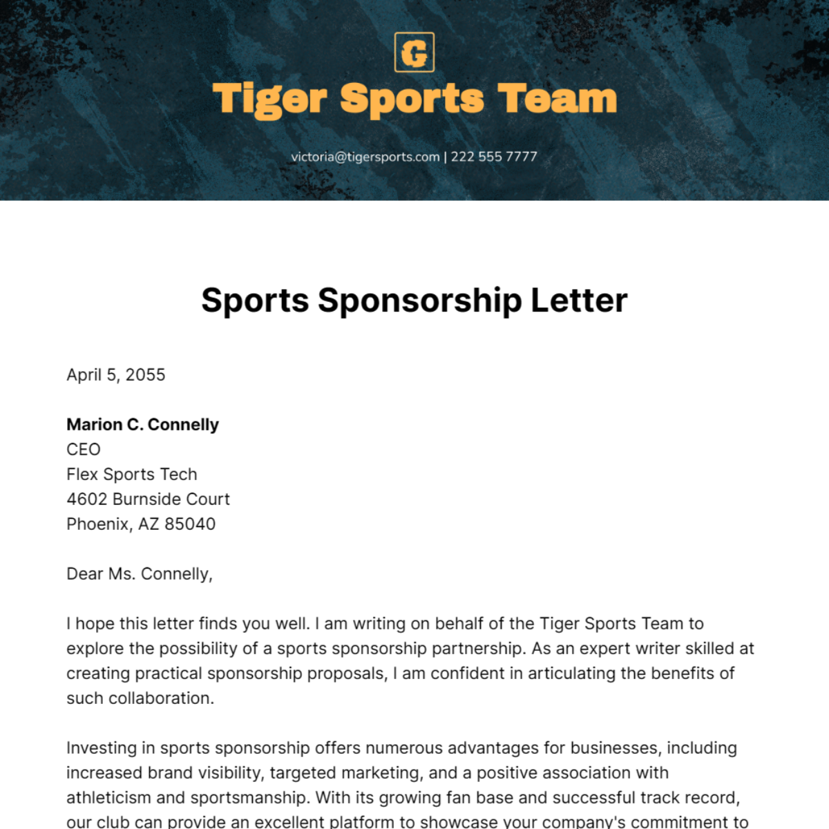 Free Benefits of Sports Sponsorship Letter Template