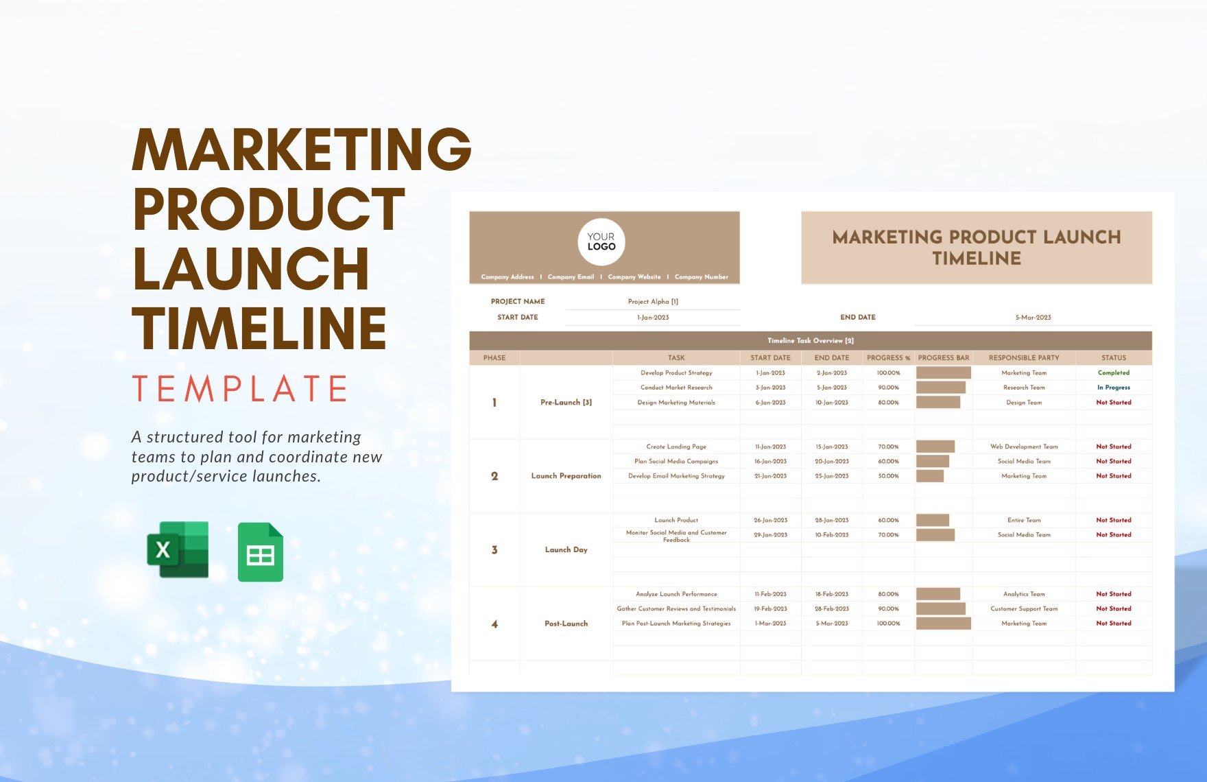 Marketing Product Launch Timeline Template in Excel, Google Sheets - Download | Template.net