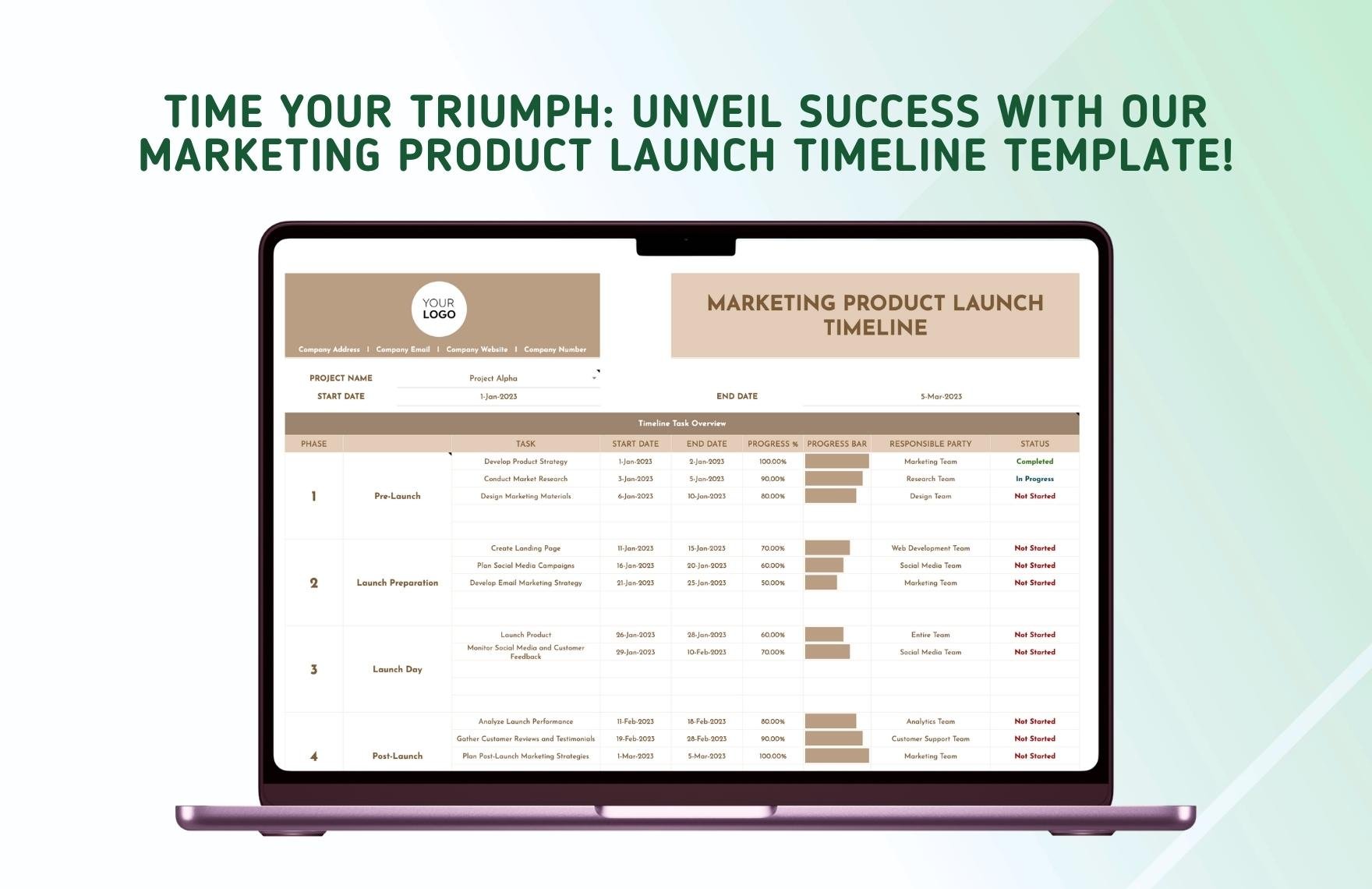 Marketing Product Launch Timeline Template
