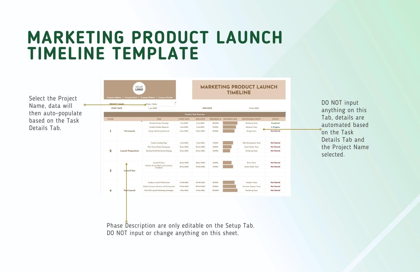 Marketing Product Launch Timeline Template
