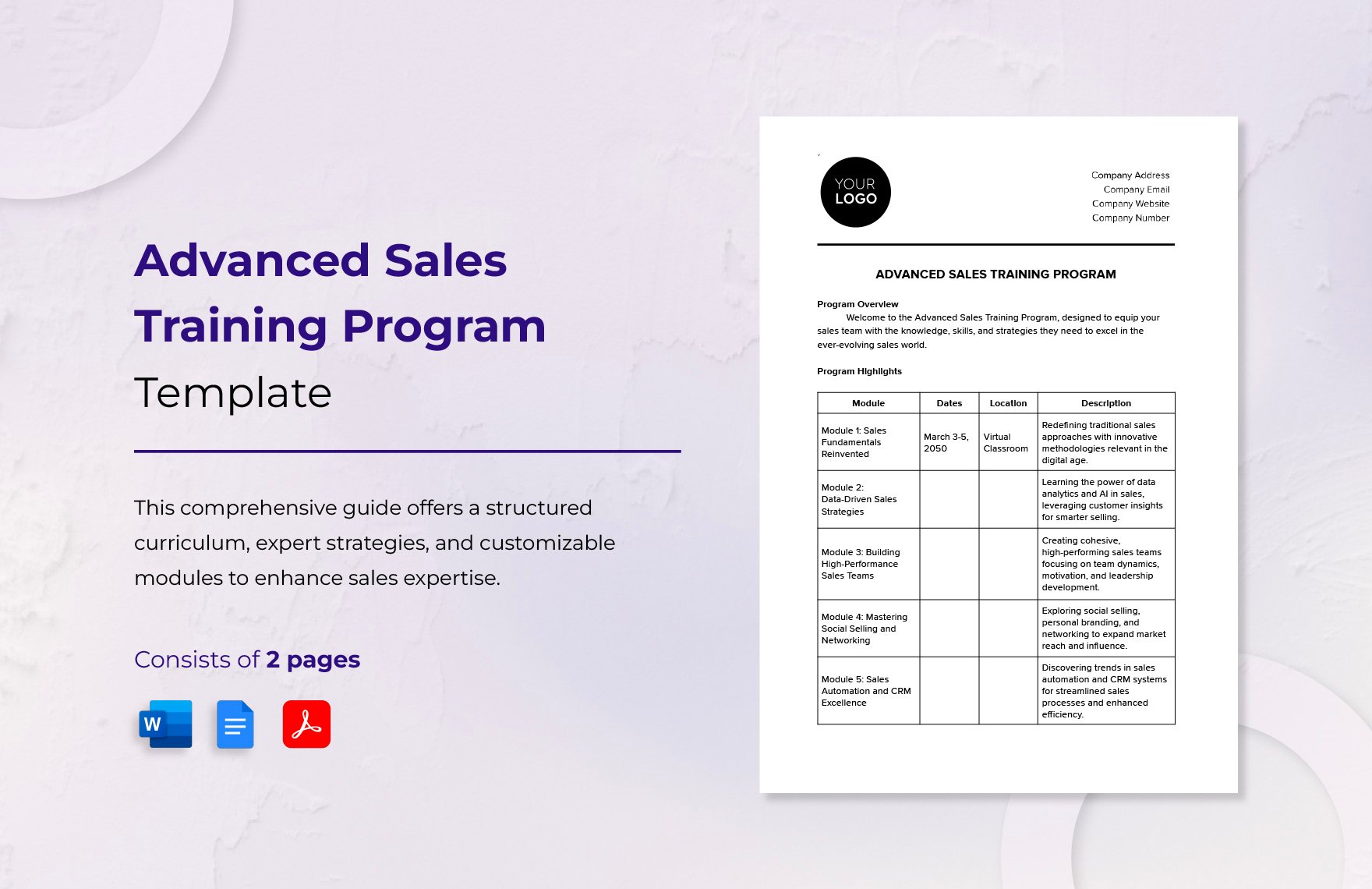 Advanced Sales Training Program Template