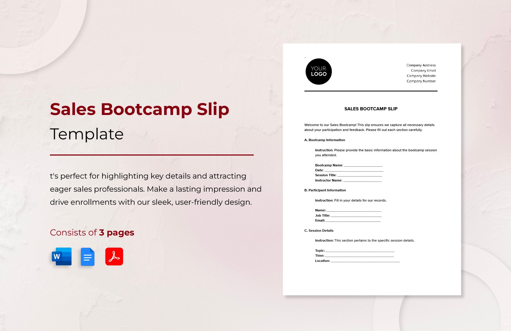 Sales Bootcamp Slip Template in Word, Google Docs, PDF
