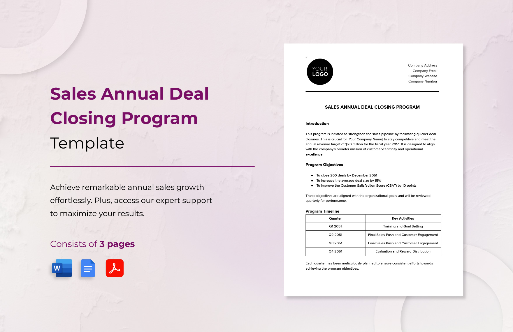 Sales Annual Deal Closing Program Template