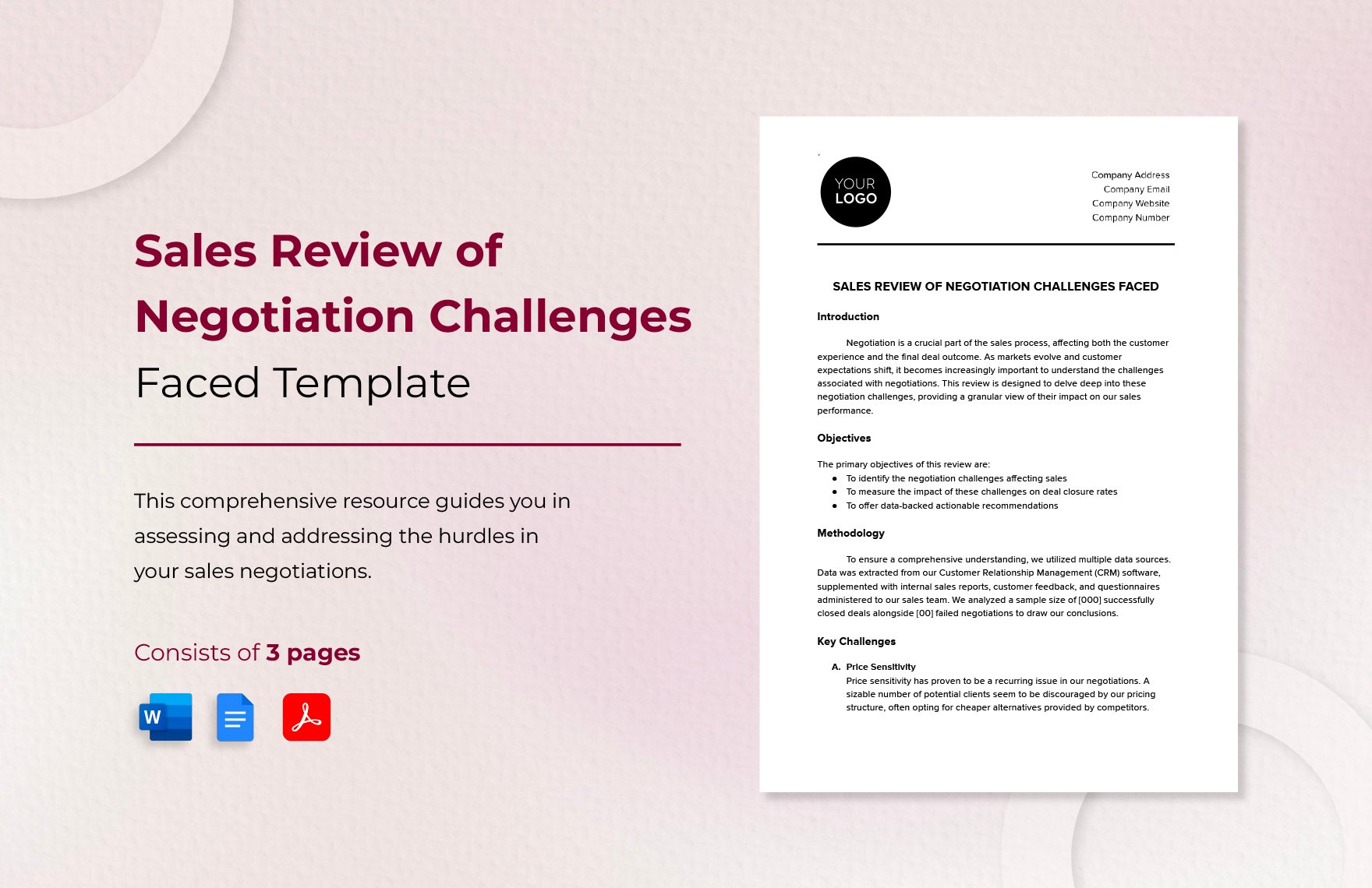 Sales Review of Negotiation Challenges Faced Template in Word, Google Docs, PDF