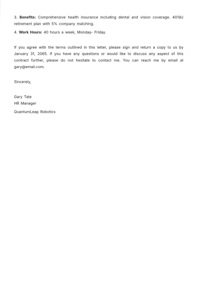 Free Contract Letter for Employment Template to Edit Online